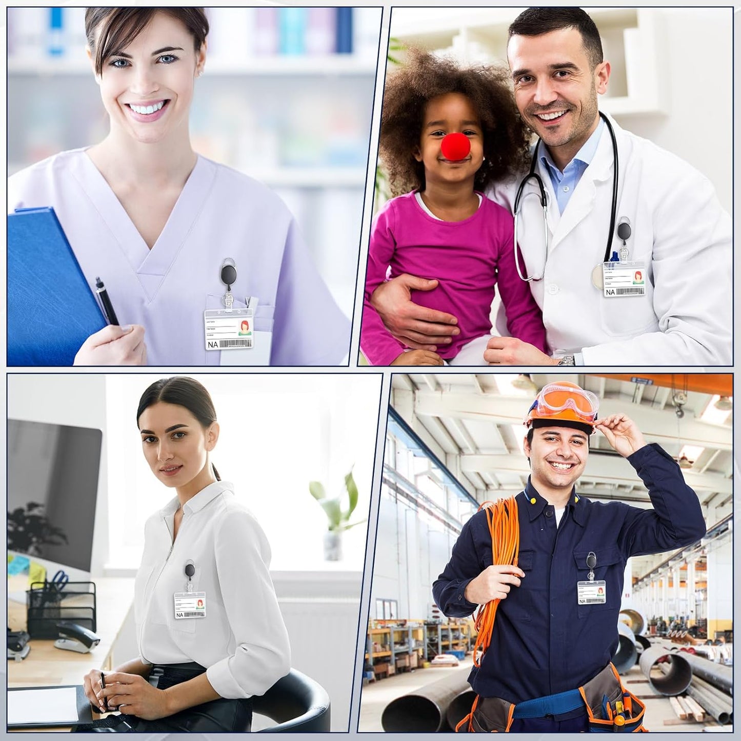 Honoson 30 Pcs Black Heavy Duty Retractable Badge Reels Batch ID Badge Holder Retractable Clip Bulk Key Holder with Ring for Office Worker Employee Doctor Nurse Gifts