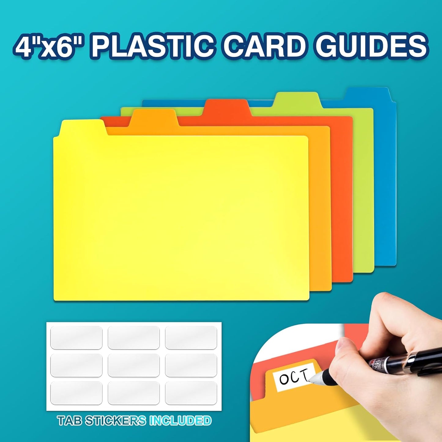 H4D 4x6 Index Card Case with 100 Heavyweight Ruled Index Cards and Dividers, Black