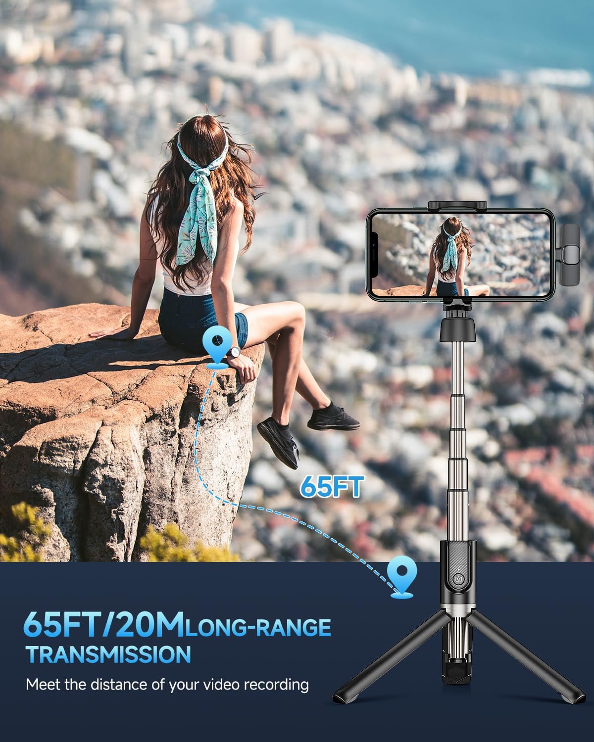 Professional Wireless Mini Microphone for iPhone, iPad, Android Phone, Cordless Omnidirectional Lavalier Lapel Mic, Plug-Play Microphone for Interview Video Podcast Vlog YouTube