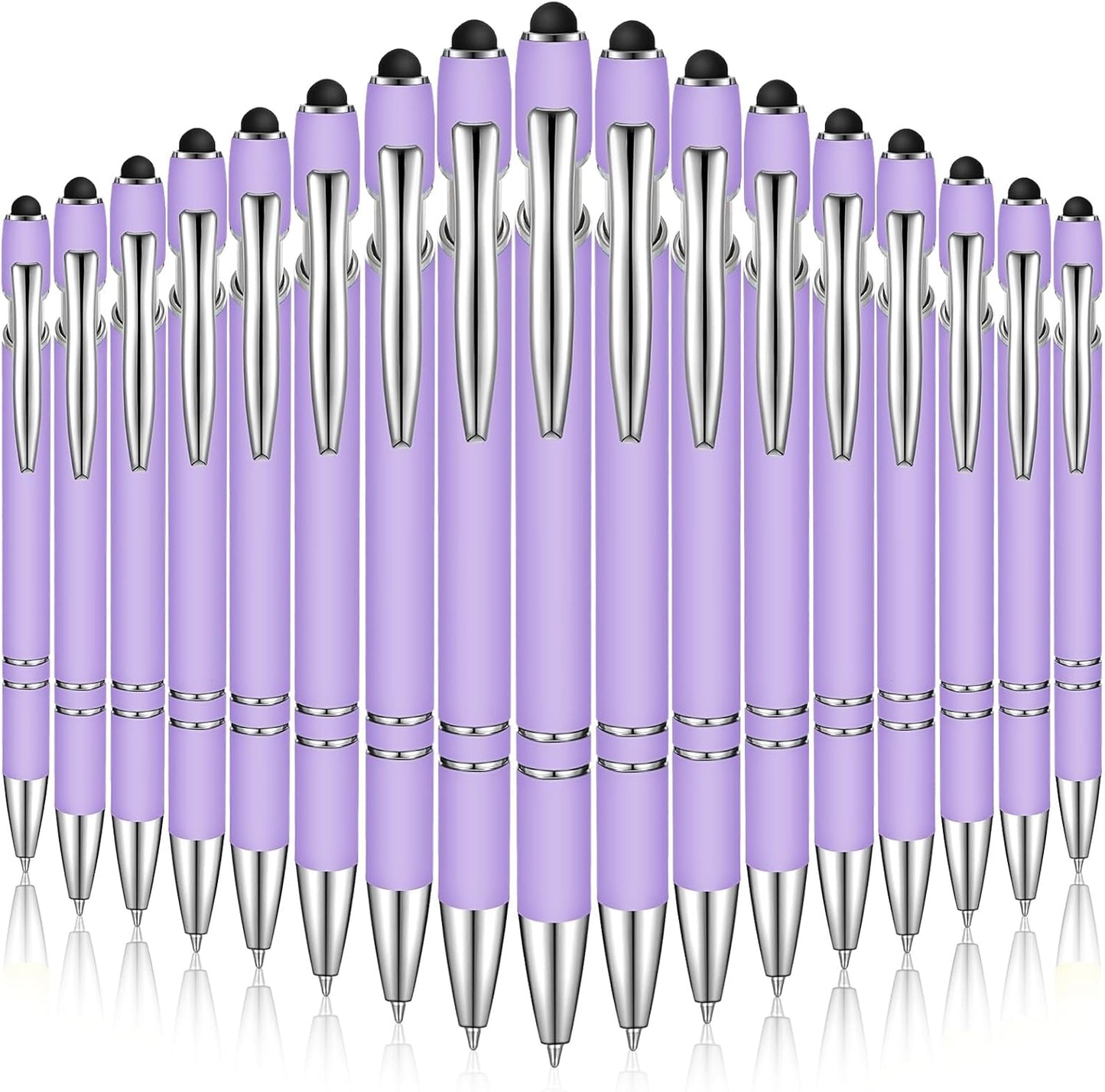 Zonon 38 Pieces Rubberized Ballpoint Pen with Stylus Tip Stylish Metal Pen Capacitive Styli with Soft Rubberized Grip, Black Ink for Most Devices(Purple)