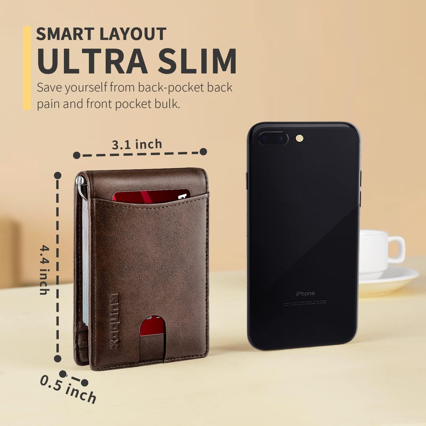 Slim Money Clip Wallets for Men RFID Blocking 11 Card Holder Minimalist Small Thin Carbon Leather Bifold Mens Front Pocket Wallet Gift Box