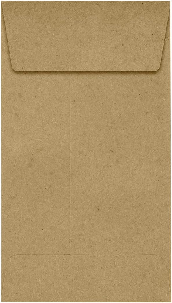 LUXPaper #5 1/2 Coin Envelopes | Peel & Press | 3 1/8" x 5 1/2" | Grocery Bag Brown | 70lb. Text | 50 Qty