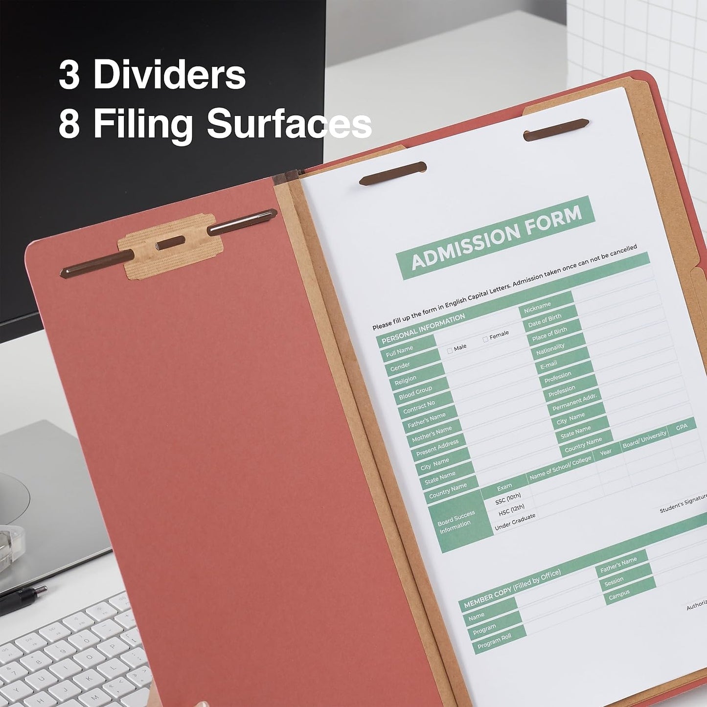 Staples Pressboard Classification Folder, 3-Dividers, 3.5-inch Expansion, Legal Size, Brick Red, 40/Carton (ST614419/6144VS)