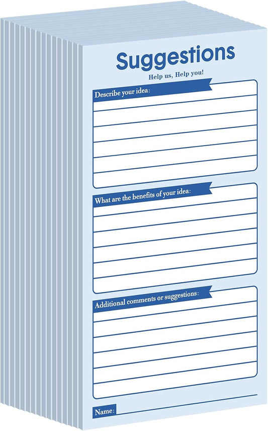 Pajean 400 Sheets Suggestion Cards Comment Complaint Cards for Suggestion Box with Lock Feedback Box Continuous Improvement for Customer Complaints(Blue)