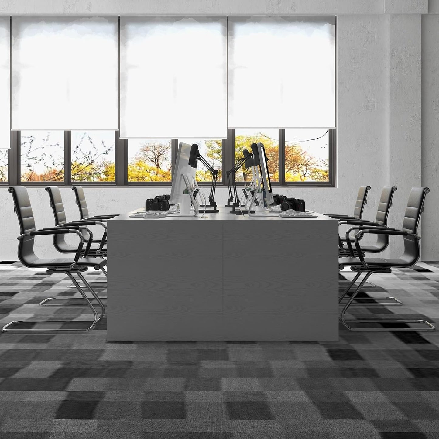 Reception Chairs No Wheels Leather Conference Chair Heavy Duty Back Support Office Guest Chair, Set of 2 (Black)