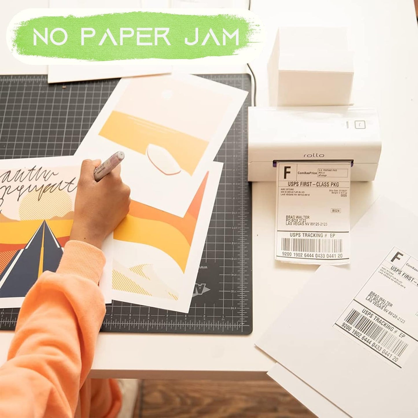 MFLABEL Fanfold 4" x 6" Direct Thermal Labels White Perforated Shipping Label,8 Stacks,Total 8000 Labels