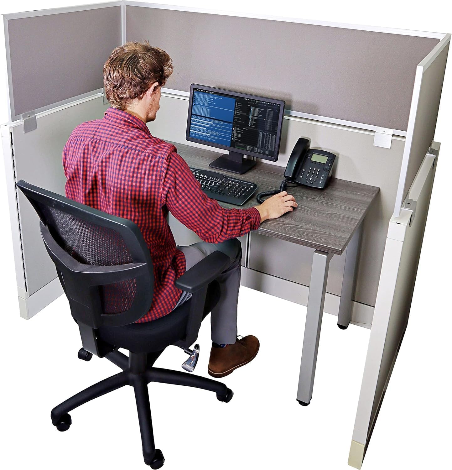 OBEX Acoustical Cubicle Privacy Screen Extender Desk Panel & Office Divider, Add Separation & Block Noise, 24" x 24", Overcast