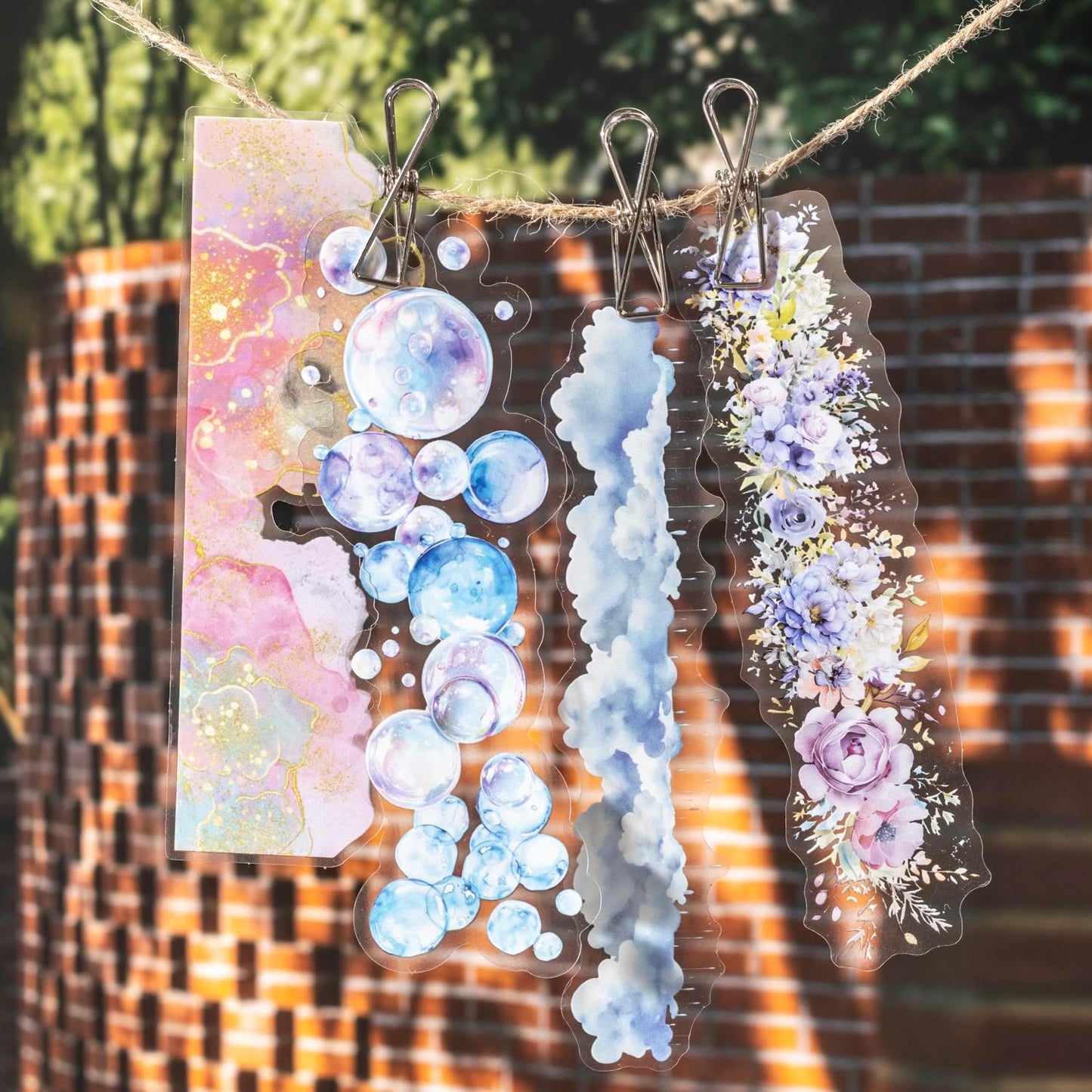 PET Scrapbook Stickers Set, 120PCS Journaling Supplies with 6 Themes Book Wall Ocean City Tree Bubble Decorative Stickers for DIY Crafts and Planners