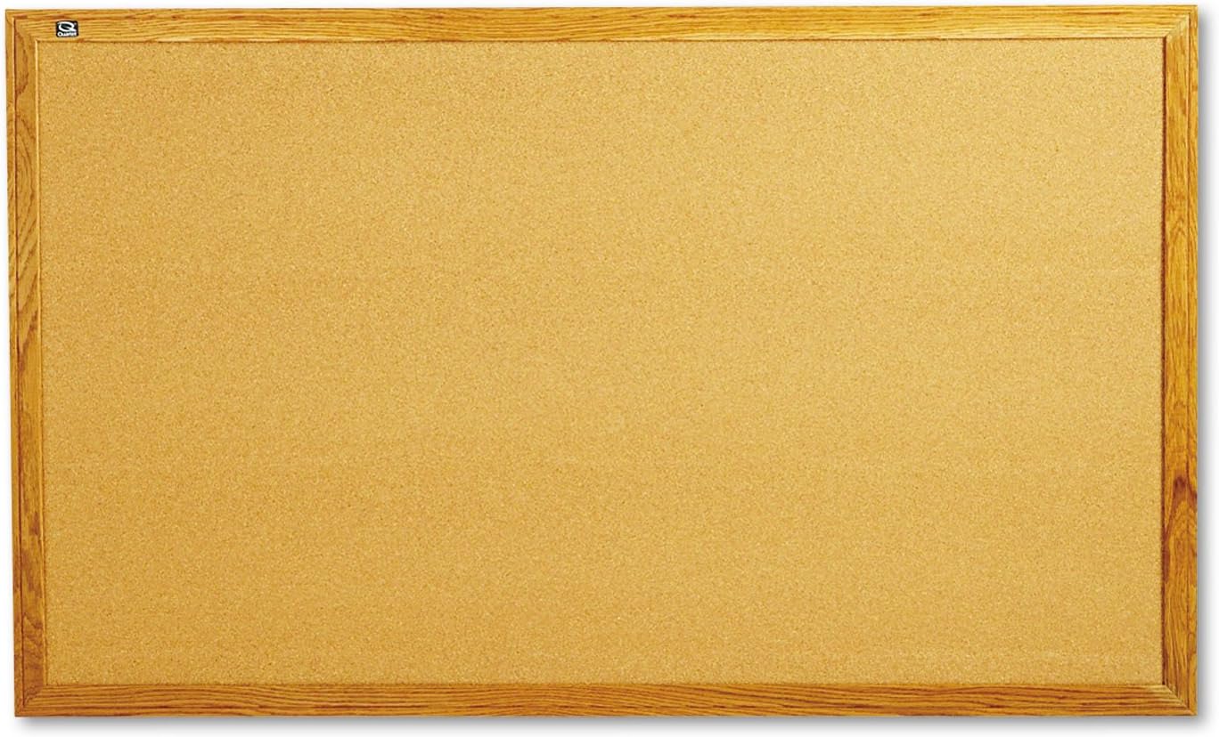 Quartet Cork Board, Bulletin Board, 5' x 3' Corkboard, Oak Finish Frame (305)