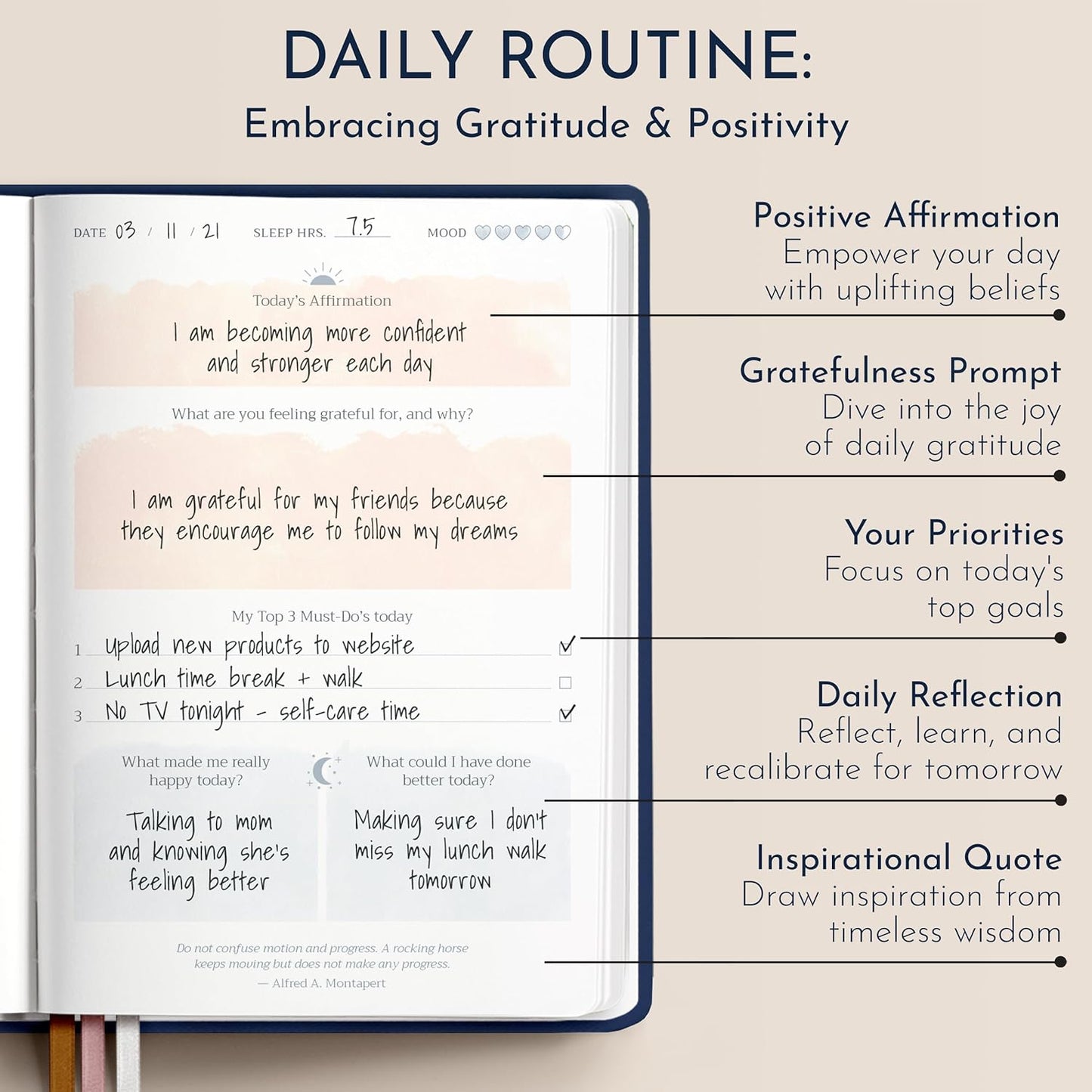 RYVE Daily Journal for Women: 6-Month Guided Gratitude Journal for Women with Prompts - Affirmation, Gratitude, Mindfulness, Self Help & Reflection, Gratitude Journal Notebook, Self Care Journal