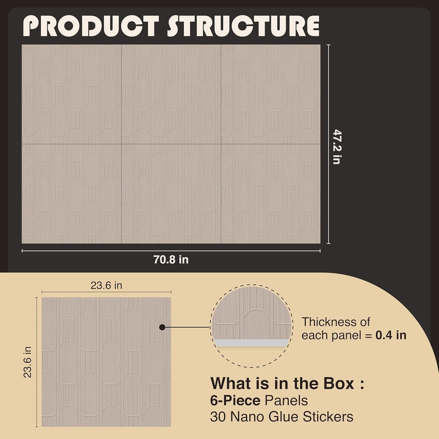 6 PCS Acoustic Panels, 23.6x23.6 Inch Sound Absorbing Panels, Decorative Acoustic Wall Panels for Recording and Home Studio, Office with Double-Sided Adhesive Tape