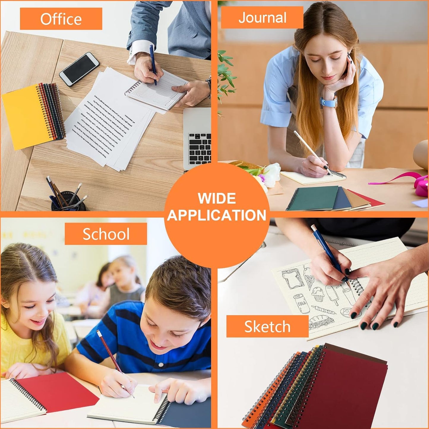 Yahenda Spiral Notebook Bulk A5 College Ruled Journals Notebooks Lined 8.3 x 5.5 Inch Note Books Composition Writing Thick Paper Notebook for Office Business School Gifts Supplies(Assorted Color, 54