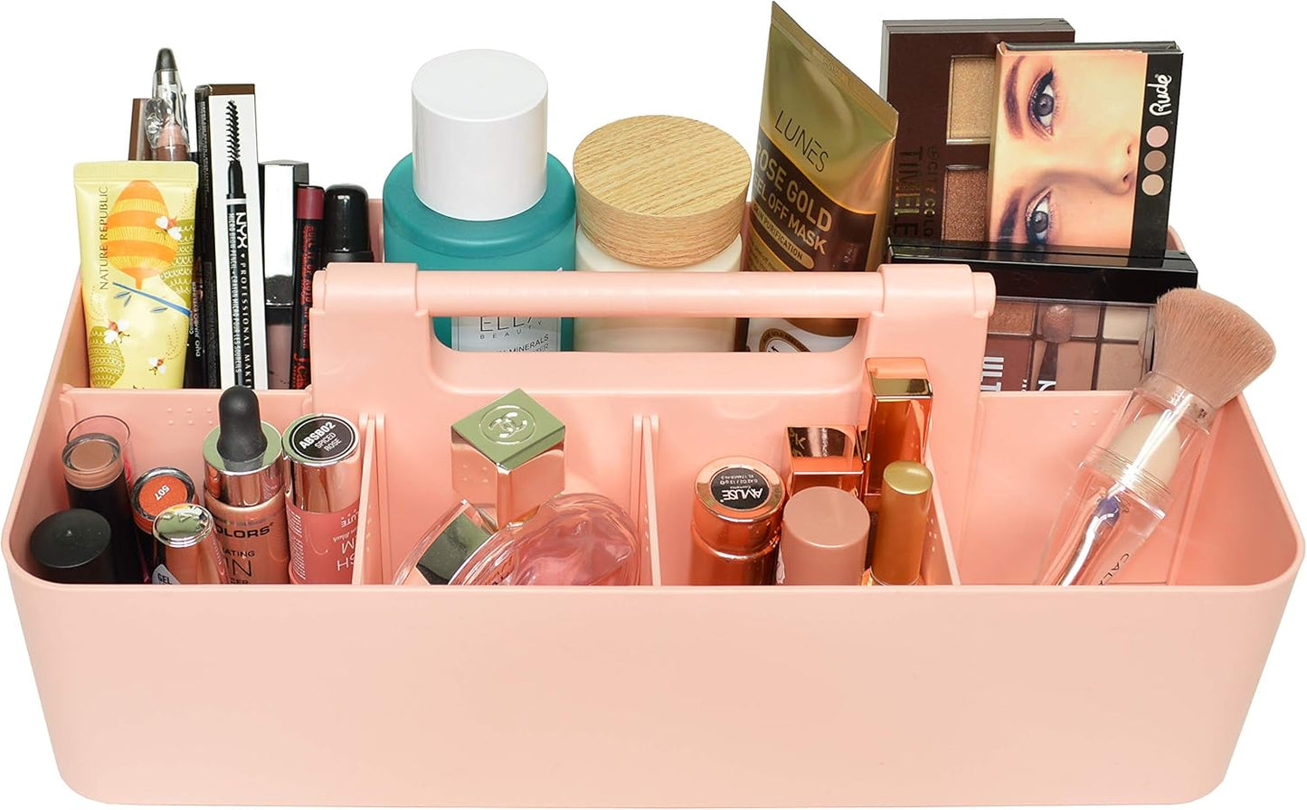 Portable Caddy Organizer - Stackable Plastic Caddy with Handle | Desk, Makeup, Dorm Caddy, Classroom Art Organizers (Made In Usa) (Mint/Ivory/Pink/Gray), OGMIX-4PACK