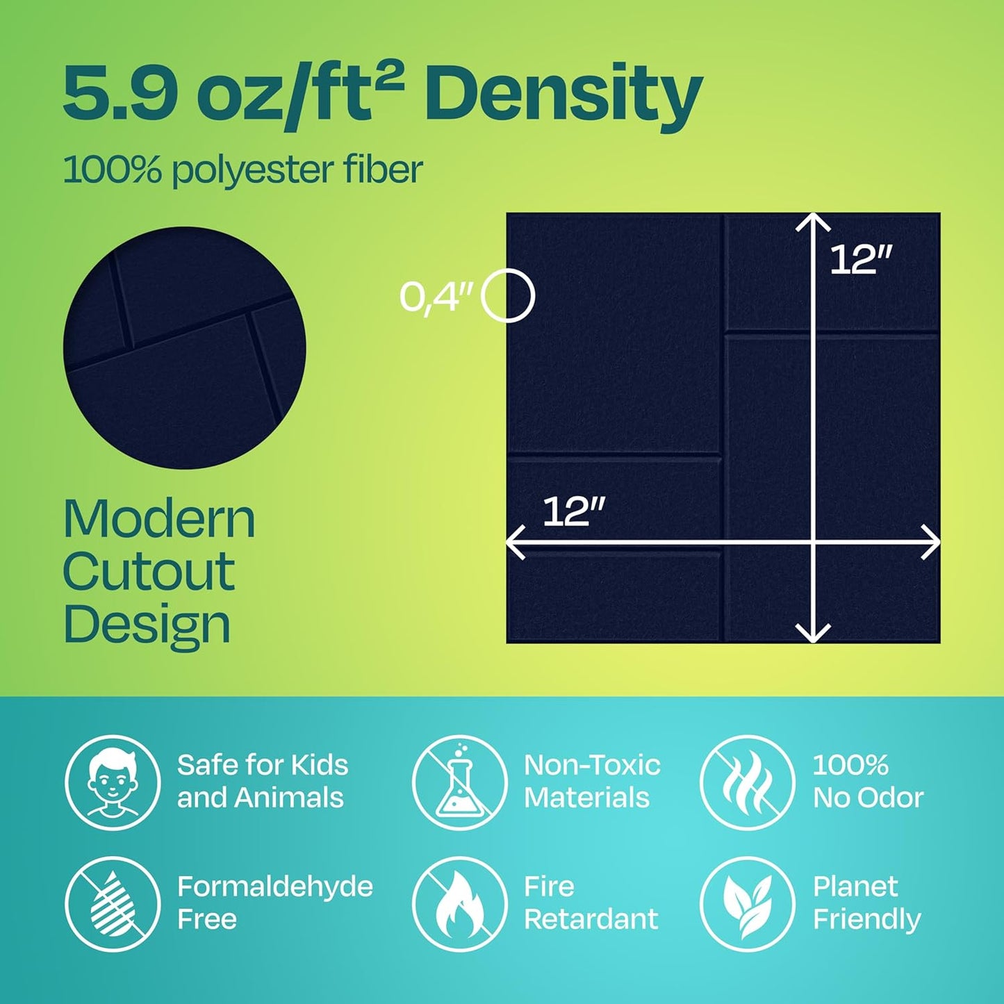 Acoustic Panels 12-Pack Soundproof Wall Panels 12"x12"x0.4" Decorative Sound Dampening for your Home, Office, Studio, Bedroom & More with Unique GridFrame Carving [Denim Blue]