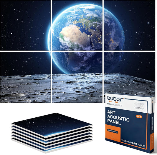 BUBOS 6 Pack Art Acoustic Panels Soundproof Wall Panel,70.8X47.2 Inches Large Sound Absorbing Panel,Self-adhesive Decorative Acoustical Wall Panels, Acoustic Treatment for Home Office（Earth）