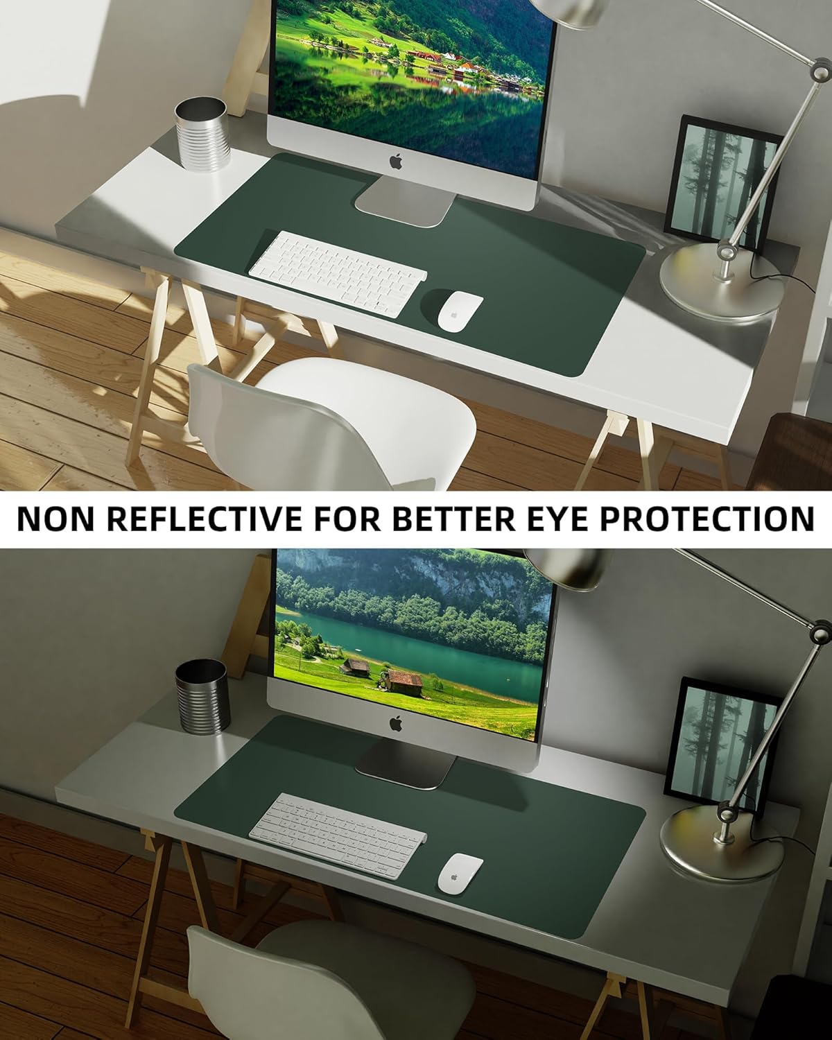 Non-Slip Desk Pad,Mouse Pad,Waterproof PU Leather Desk Protector,Ultra Thin Large Desk Blotter,Waterproof Keyboard mat for Office/Home/Decor(Dark Green 23.6" x 13")