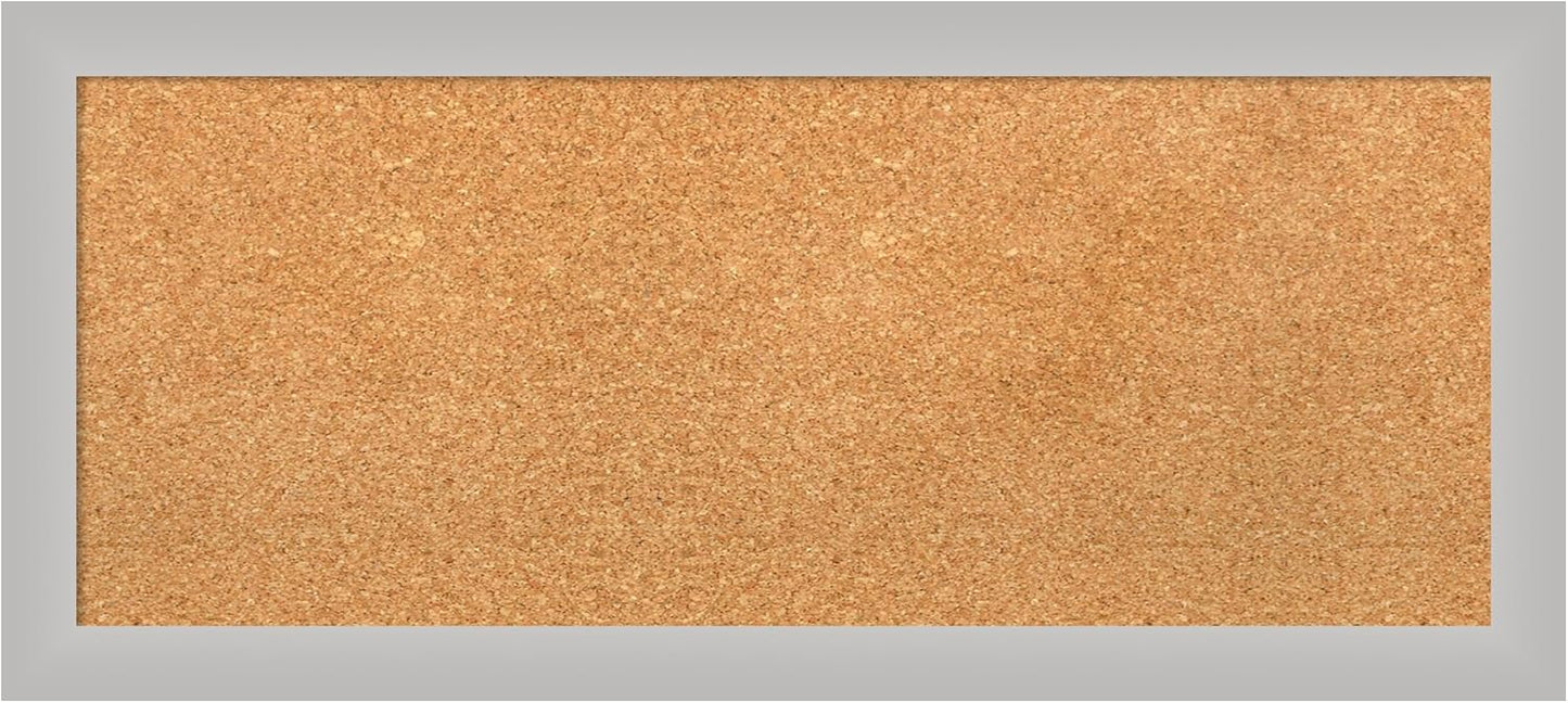 Amanti Art Natural Cork Board for Wall, 15x33 Vision Board with Silver Wood Frame, Medium Corkboard Office Decor for Home Organization, Modern Contemporary Corkboard Pinboard to display items for home