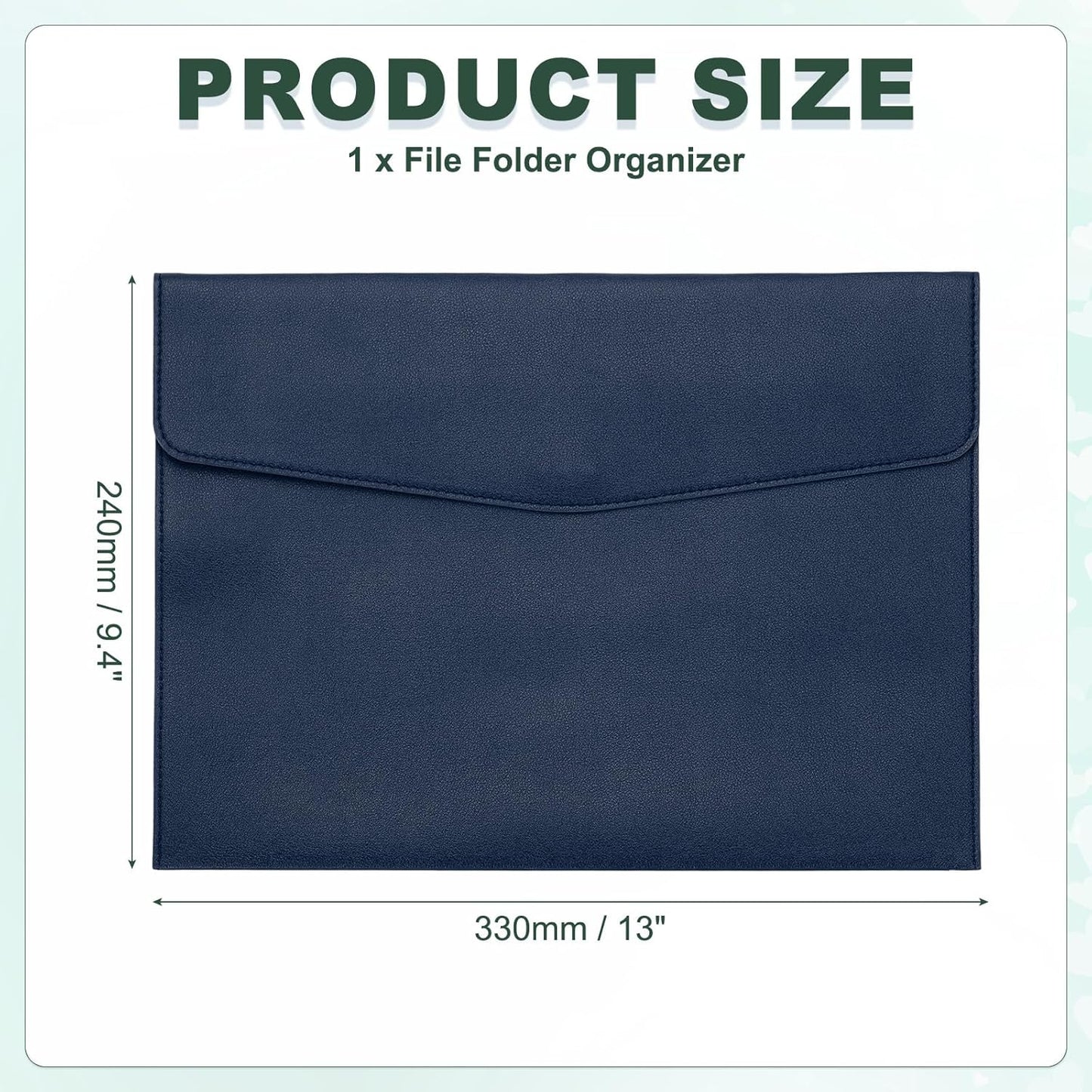 PATIKIL PU Leather A4 File Folder, Document Holder Filing Organizer Portfolio Envelope Folder Case with Snap Closure for Letter Receipt Style 2, Navy Blue
