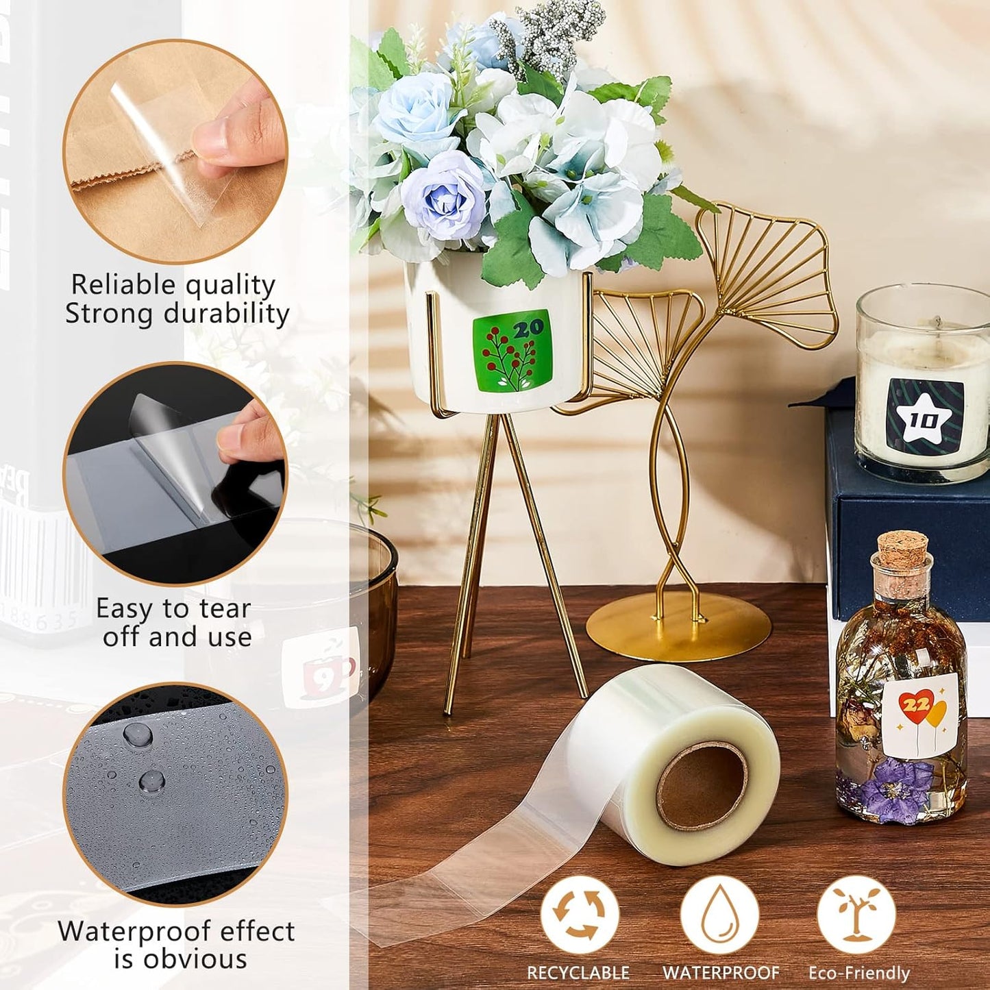 Zonon 500 Pcs Clear Labels Label Protector Clear Stickers Wafer Seals Waterproof Labels for Protecting Barcodes, Numbers and Stickers (1.96 x 1.96 Inch,Square)