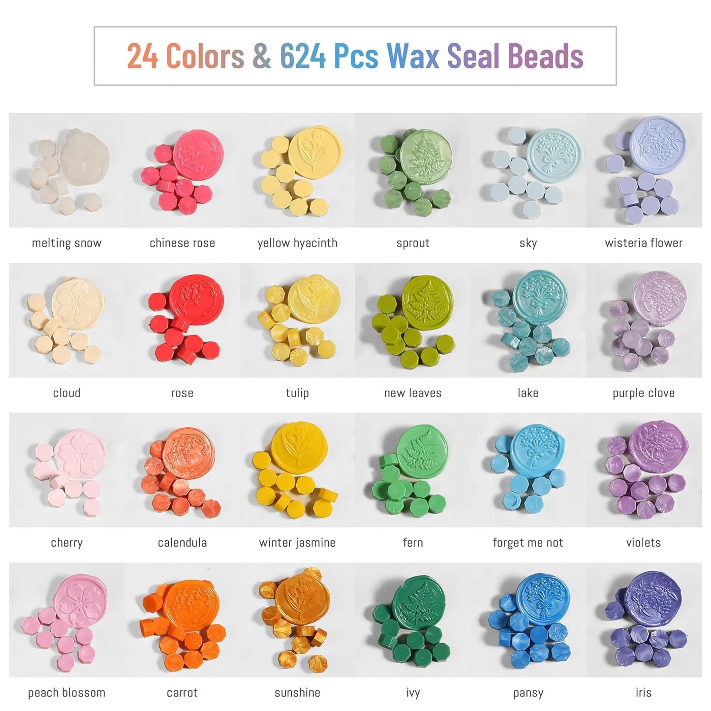 Comealltime 630Pcs Sealing Wax Beads, Spring Garden Theme Wax Seal Stamp Kit with 1Pcs Melting Spoon, 10Pcs Tea Light Candles with Gift Box(Spring Garden)