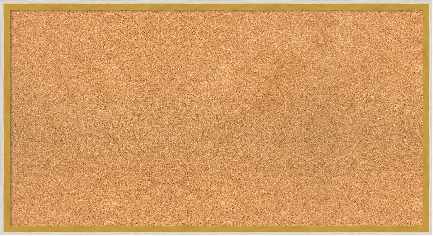 Amanti Art Natural Cork Board for Wall, 19x35 Vision Board with White Frame, Large Corkboard Office Decor for Home Organization, Modern Corkboard Pinboard to Display Items for Home Organization in