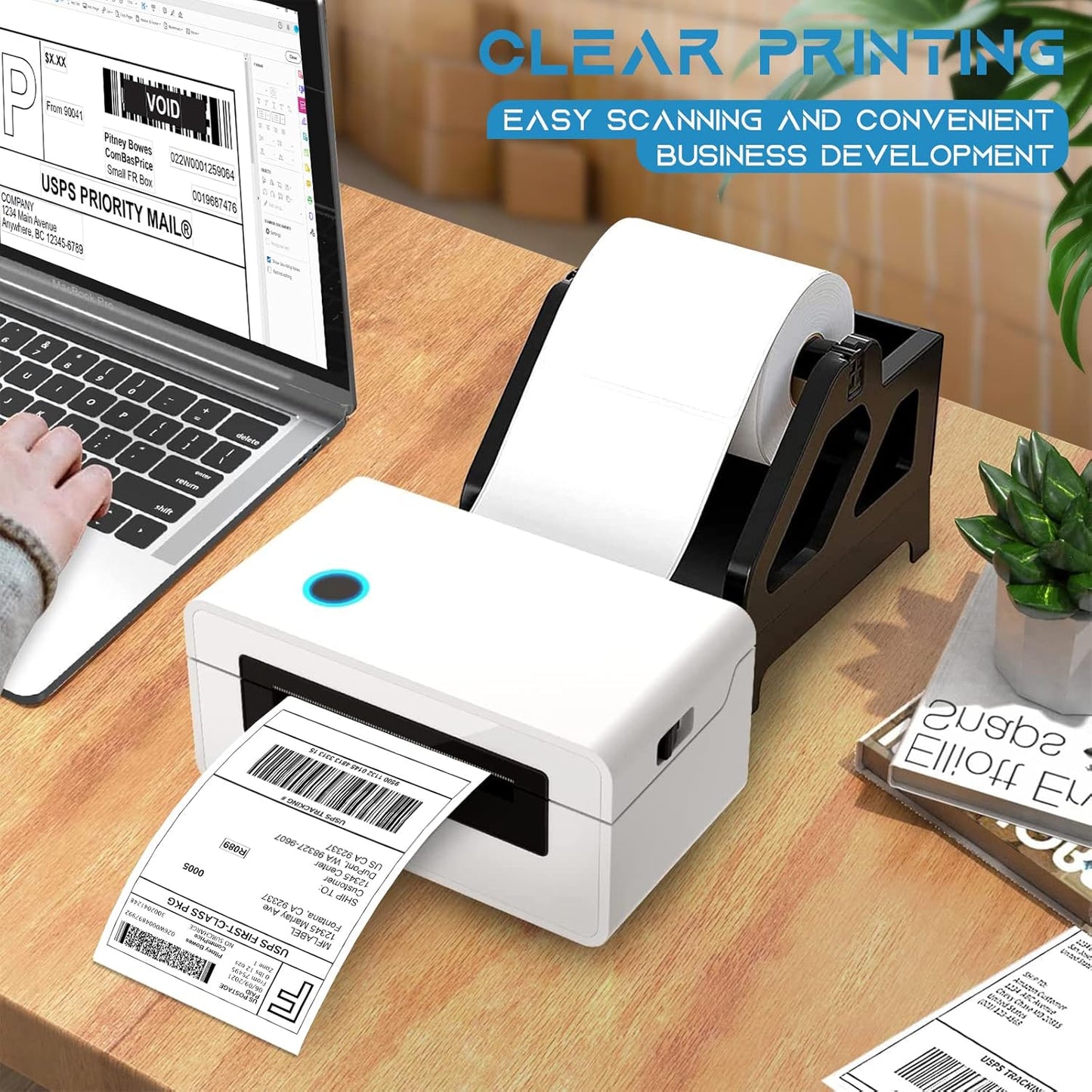 MFLABEL 10 Rolls 4x6 Direct Thermal Blank Shipping Labels for Thermal Printer Shipping Labels with Perforated