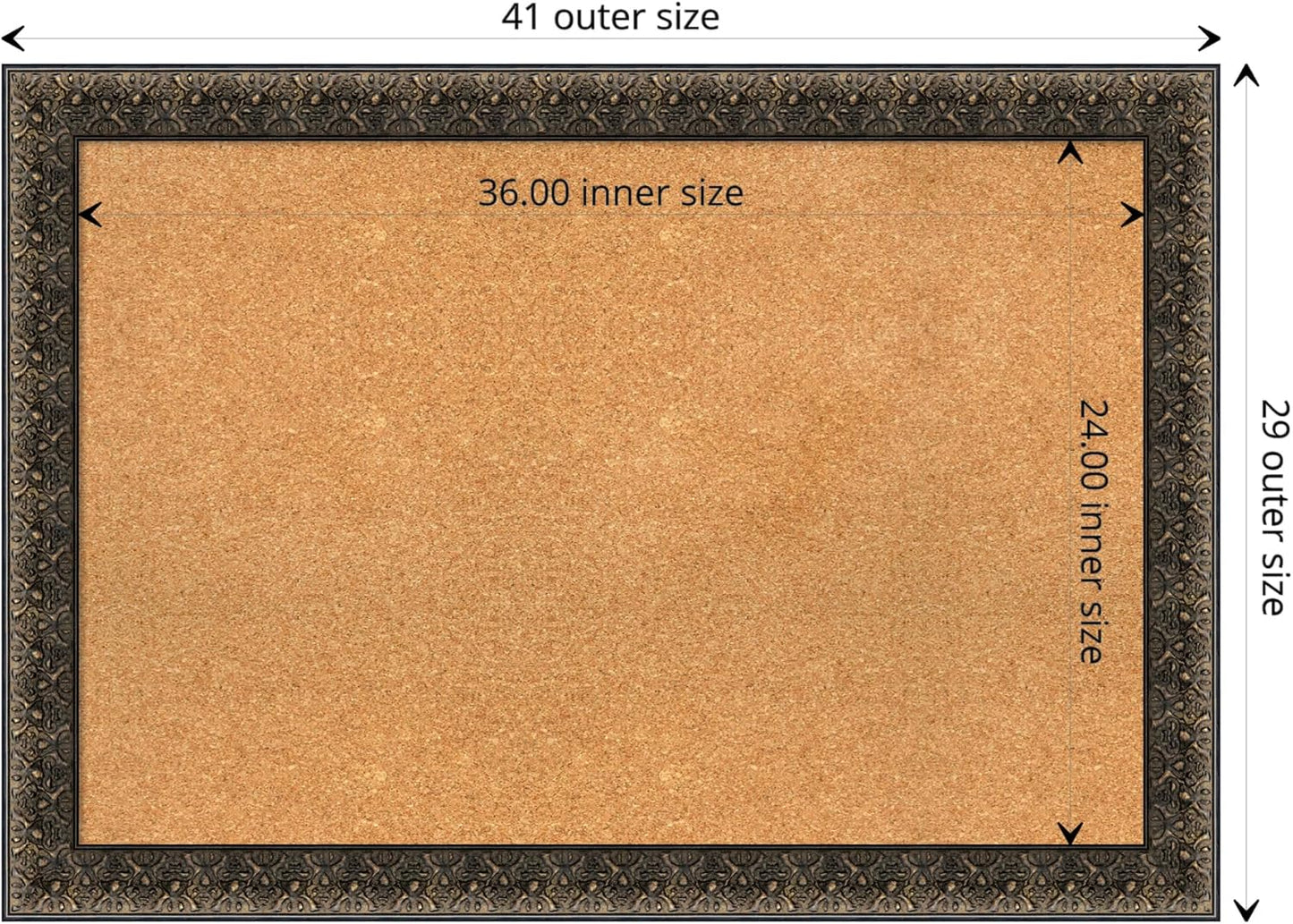 Amanti Art Natural Cork Board for Wall, 29x41 Vision Board with Black Wood Frame, Large Corkboard Office Decor for Home Organization, Traditional Corkboard Pinboard to display items for home