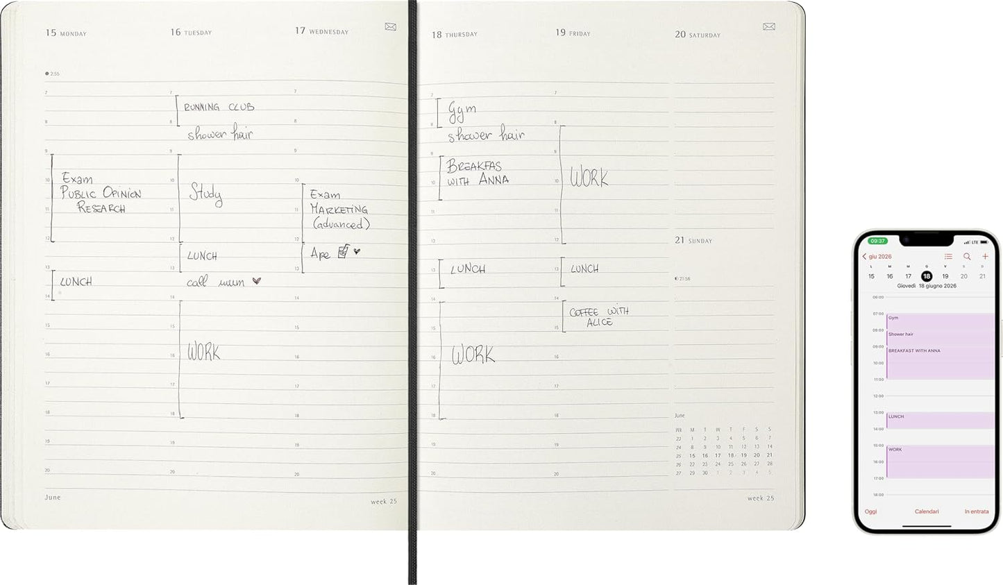 Moleskine 12 Month 2026 PRO Smart Weekly Vertical Planner, Hard Cover, XL (7.5" x 9.5") Black: Compatible with Moleskine Smart Pen (Smart Set Sold Separately)