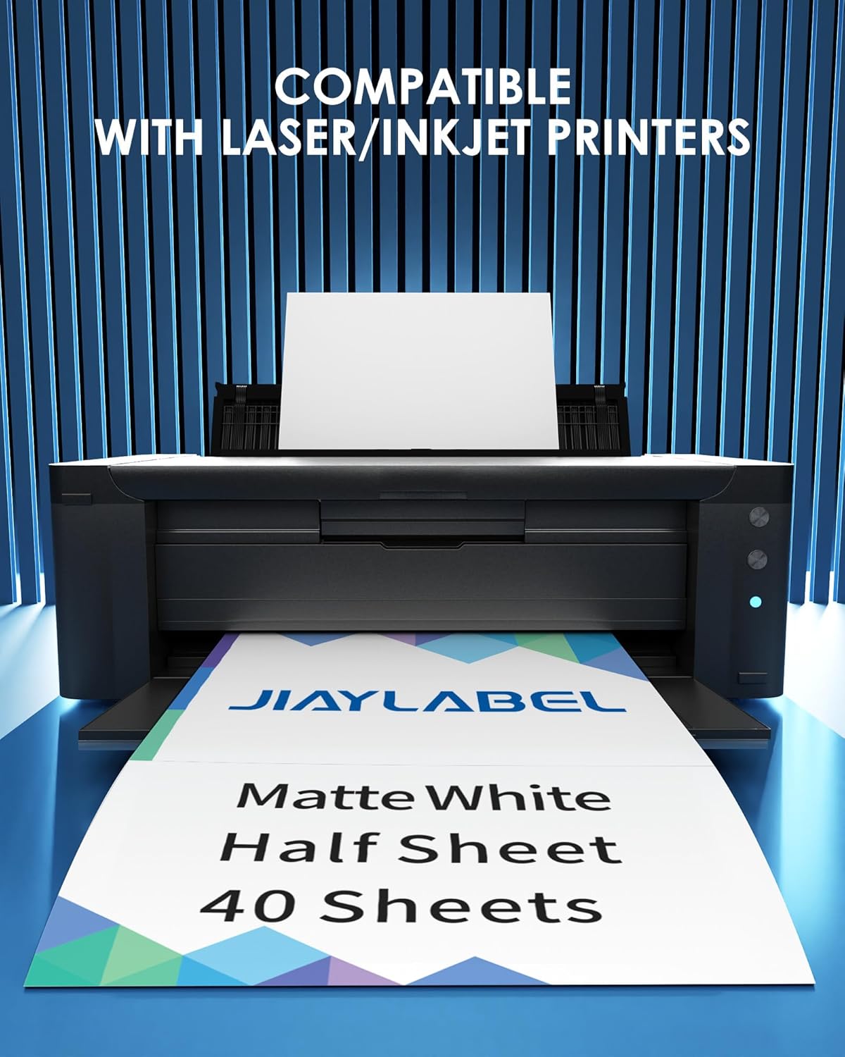 Shipping Label Address Mailing Stickers 8.5x5.5 Half Sheet 40 Sheets Paper for Inkjet Printer Printable Name Tag Printing Labeling to Write on Envelopes Storage Bins File Folder Blank White 8.5 x 11