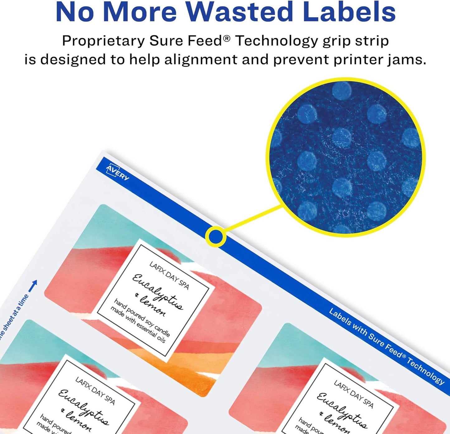 Avery Matte White Rectangle Labels, Sure Feed Technology, 2" x 4", 500 Matte White Printable Labels