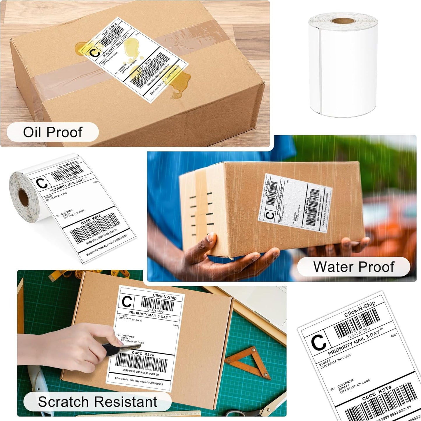 L LIKED 30 Rolls of 4" x 6" Direct Thermal Shipping Labels with 250 Labels/Roll - Compatible with Zebra 2844 ZP-450 ZP-500 ZP-505