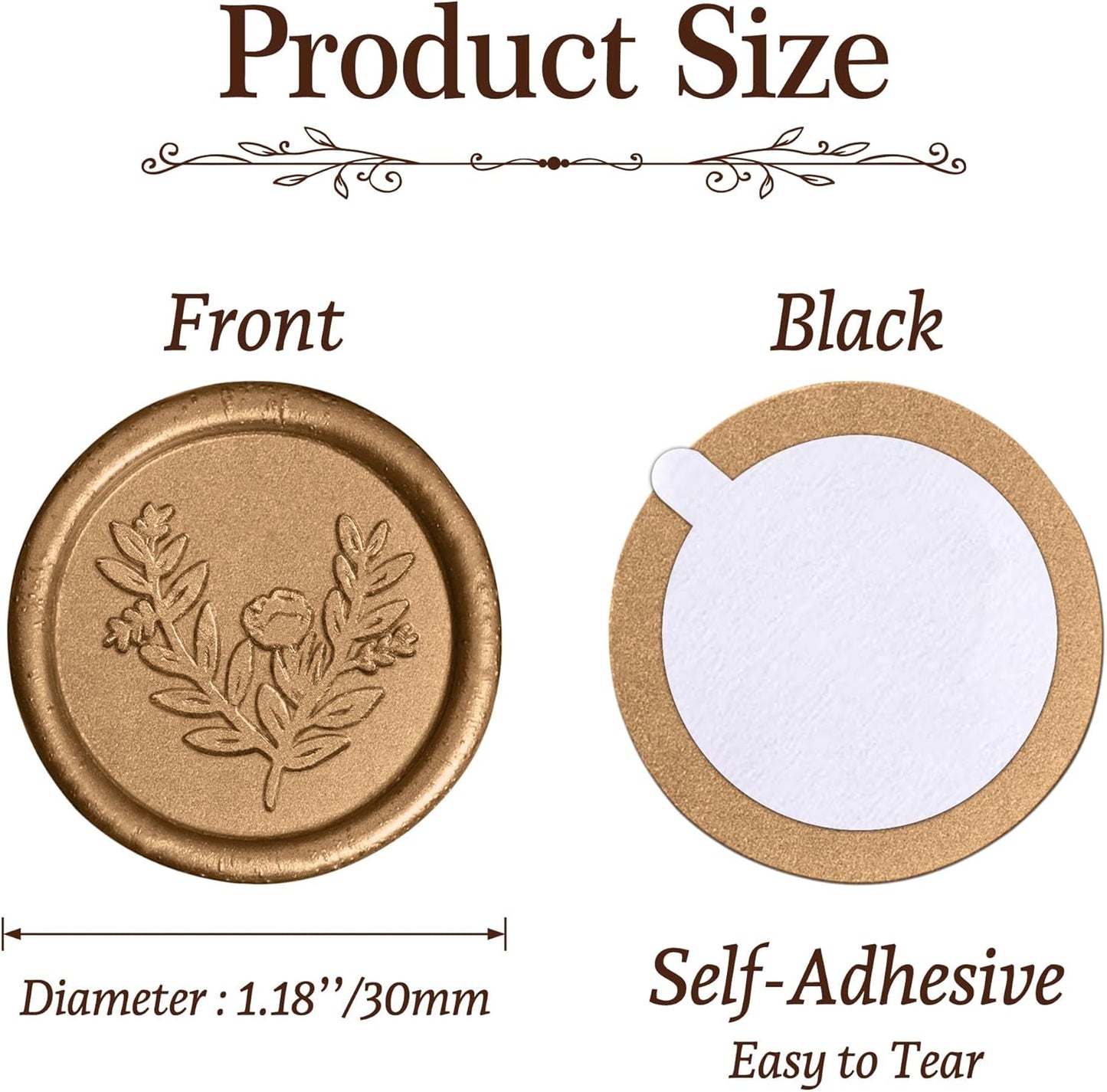 Handmade Wax Seal Stickers - Wedding Invitation Envelope Seal Stickers, 25 Pcs Self- Adhesive Stickers, Perfect for Invitation, Christmas, Gift Wrapping (Eucalyptus Style, Bronze Wax)