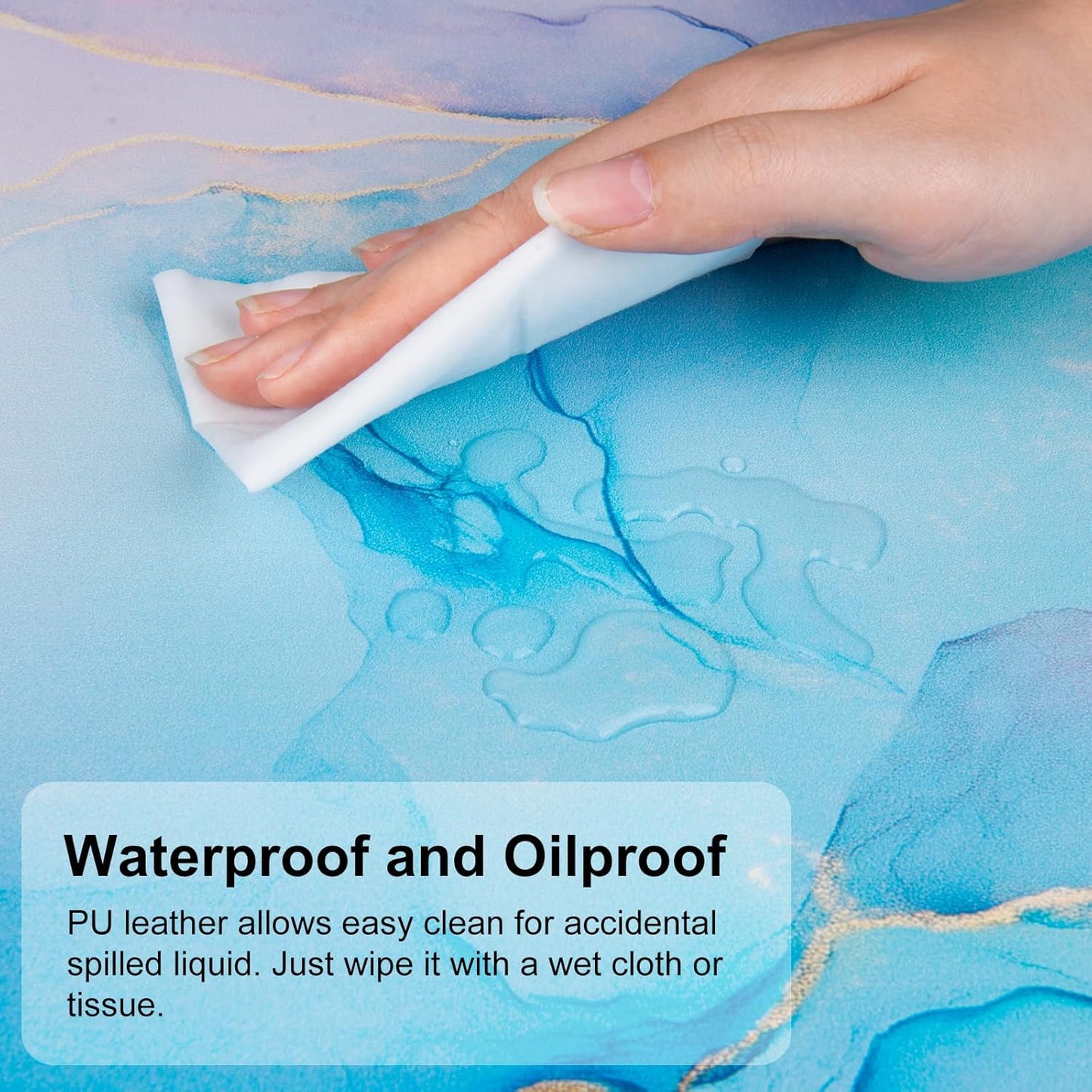 QIYI Large Mouse Pad, PU Leather Desk Mat for Desktop, Waterproof Gaming Desk Pad, Marble Painting Full Desk Accessories Keyboard Mousepad, Home & Office Décor 31.5" x 11.8" - Abstract Fluid Art