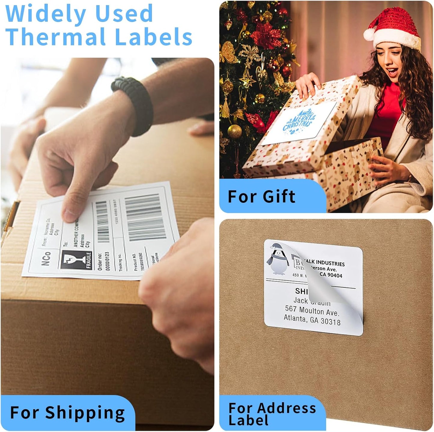 Direct Thermal Label-Shipping Label 4x6-NefLaca Thermal Printer Sticker 4"x6",Compatible with Rollo,Nelko,Zebra. MUNBYN Printer(Pack of 500 Labels)