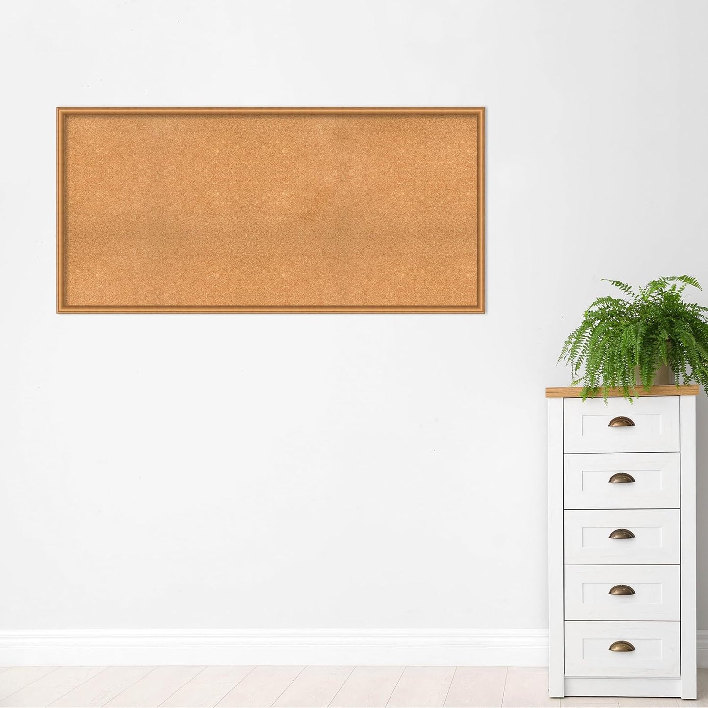 Amanti Art Natural Cork Board for Wall, 30x62 Vision Board with Bronze Frame, Oversize Corkboard Office Decor for Home Organization, Casual Corkboard Pinboard to Display Items for Home Organization
