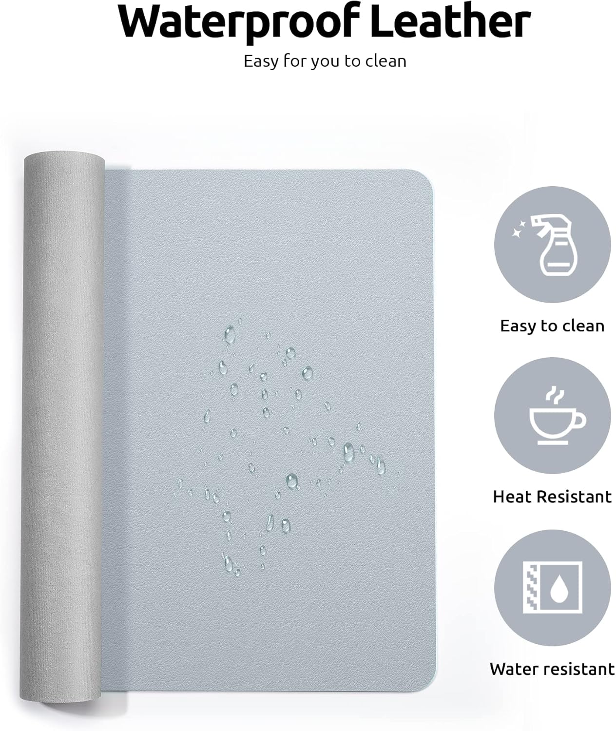 YSAGi Leather Desk Protector, Office Mat, Large Mouse Mat, Non-Slip PU Leather Blotter, Laptop Desk, Waterproof Writing Pad for Office and Home (Light Grey, 31.5" x 15.8")