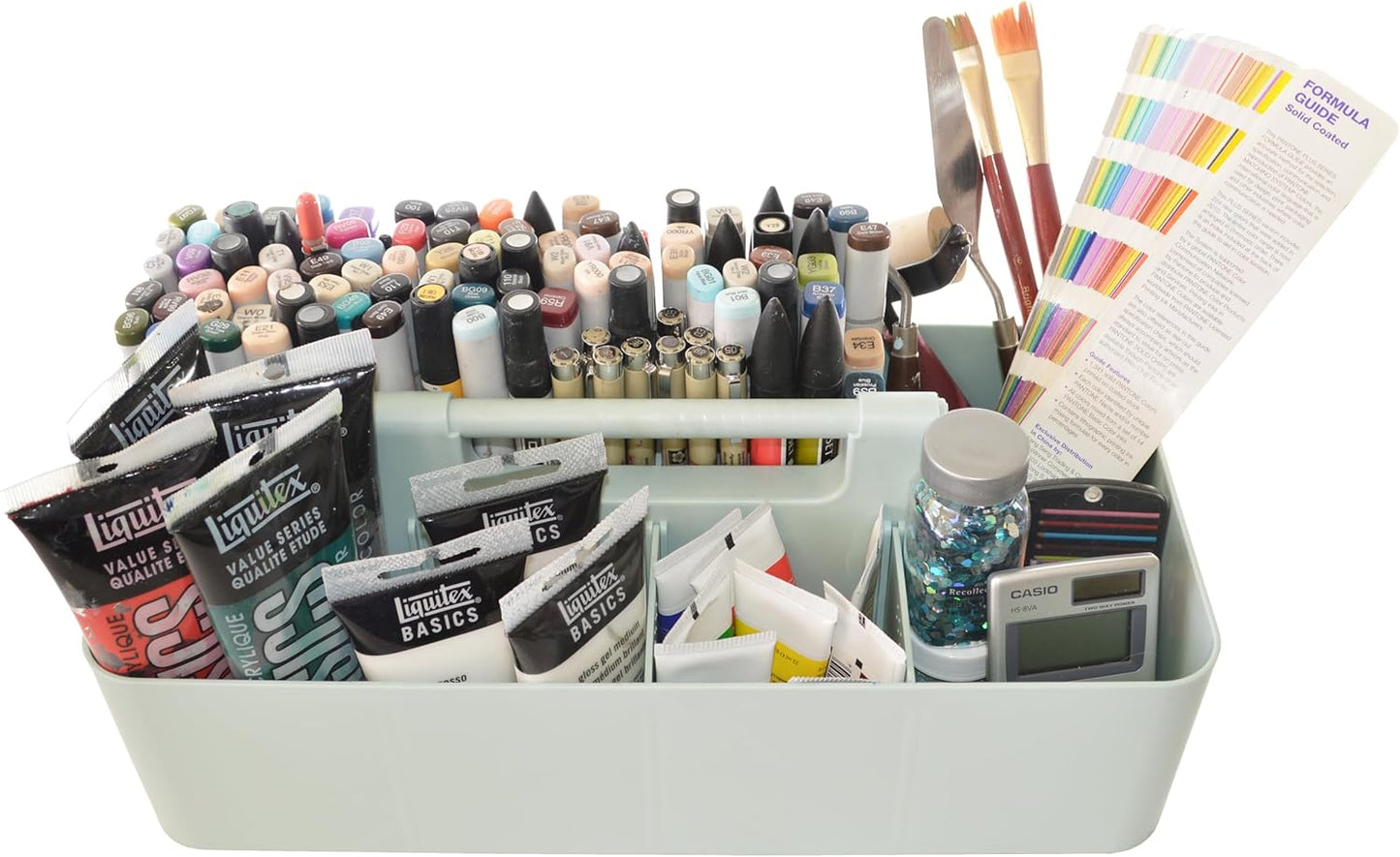 Portable Caddy Organizer - Stackable Plastic Caddy with Handle | Desk, Makeup, Dorm Caddy, Classroom Art Organizers (Made In Usa) (Mint/Pink/Lavender/Gray)