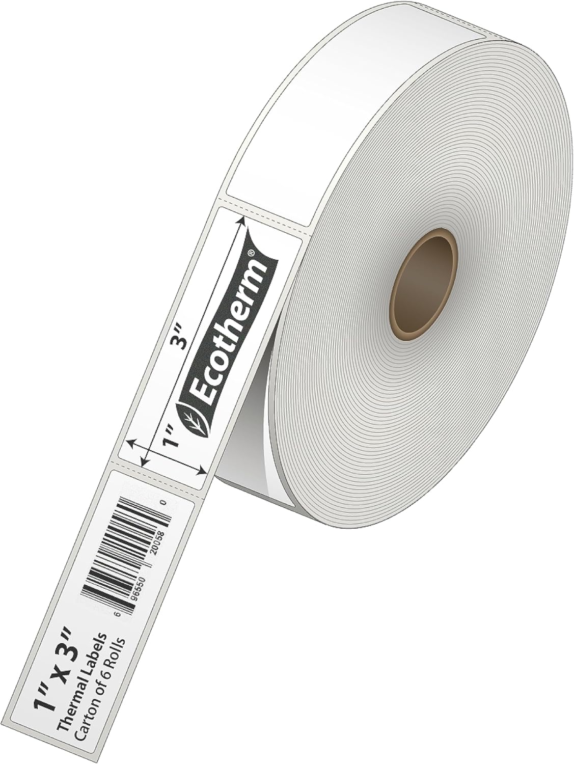 1" x 3" Thermal Labels | 6 Rolls | 5040 Labels | fits Zebra, Godex, Arkscan, iDPRT, Offnova Thermal Label Printers and More | Blank White Adhesive Stickers by Ecotherm