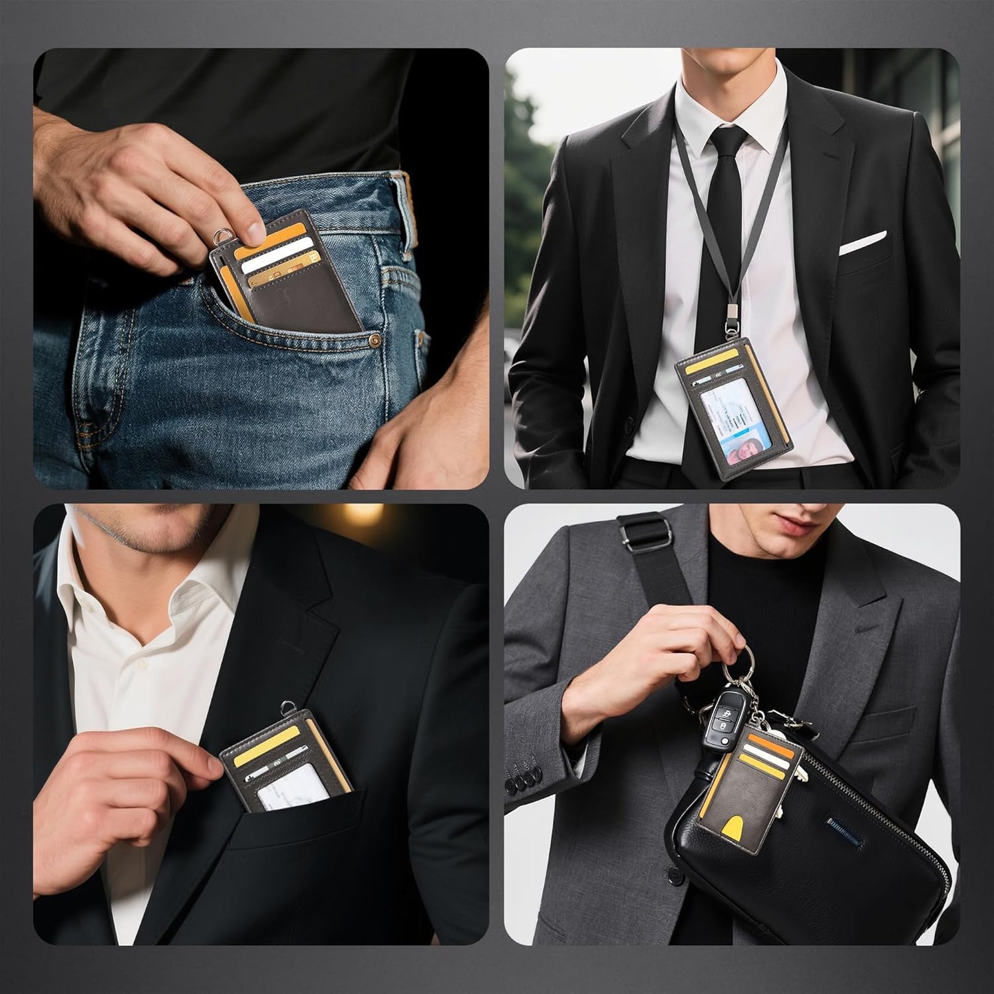 Mayski Slim Wallet, Credit Card Holder for Women, Minimalist Front Pocket RFID Blocking Card Cases, Small Wallet Women Men(Oiled Wax Grey)