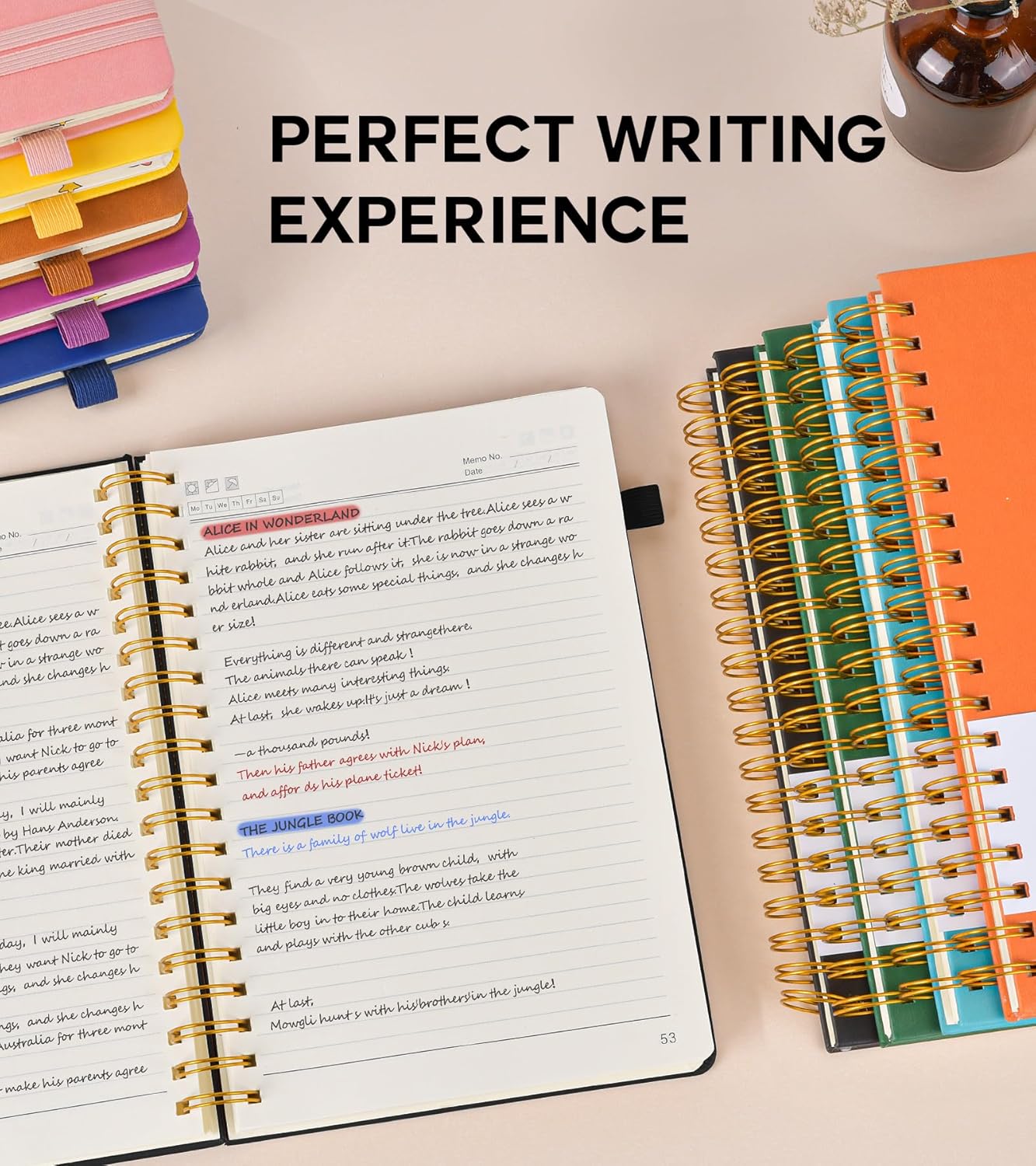 Large Spiral Notebook Journal for Women Men - 300 Numbered Lined Pages, College Ruled,B5 Hardcover Spiral Bound Notebook for School, Work, Note Taking, Writing, Leather Spiral Journal 7"x10"