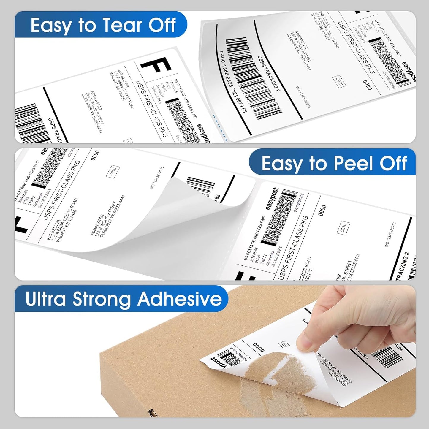 MaxGear 4" x 6" Direct Thermal Labels, 500 Fanfold Labels, for Shipping & Mailing, Perforated White, Commercial Grade with Permanent Adhesive, Compatible with Most Thermal Printers,1 Stack