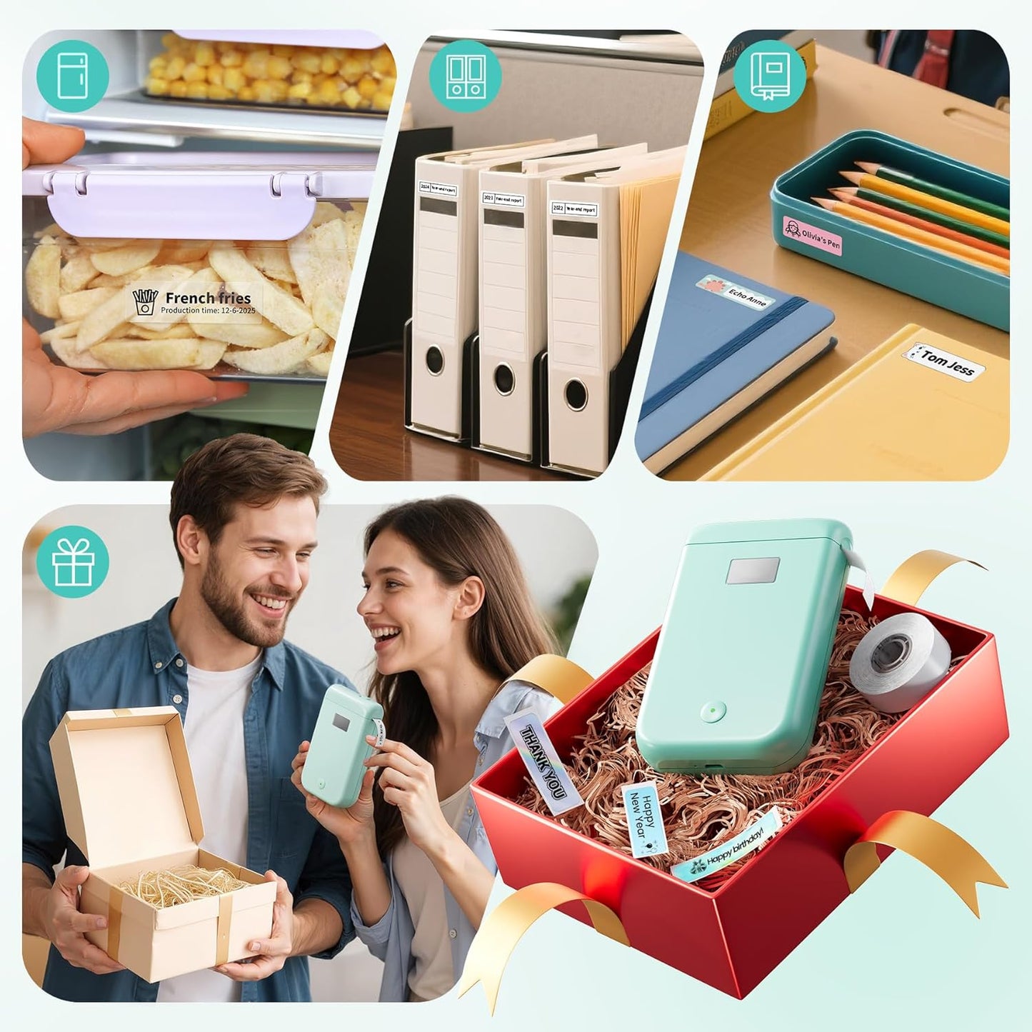 Label Maker, Bluetooth Label Makers Compatible with Phone, Label Maker Machine with Tape, Mini Label Maker for Family School, Label Machine with Lots of Style Templates Easy to Use