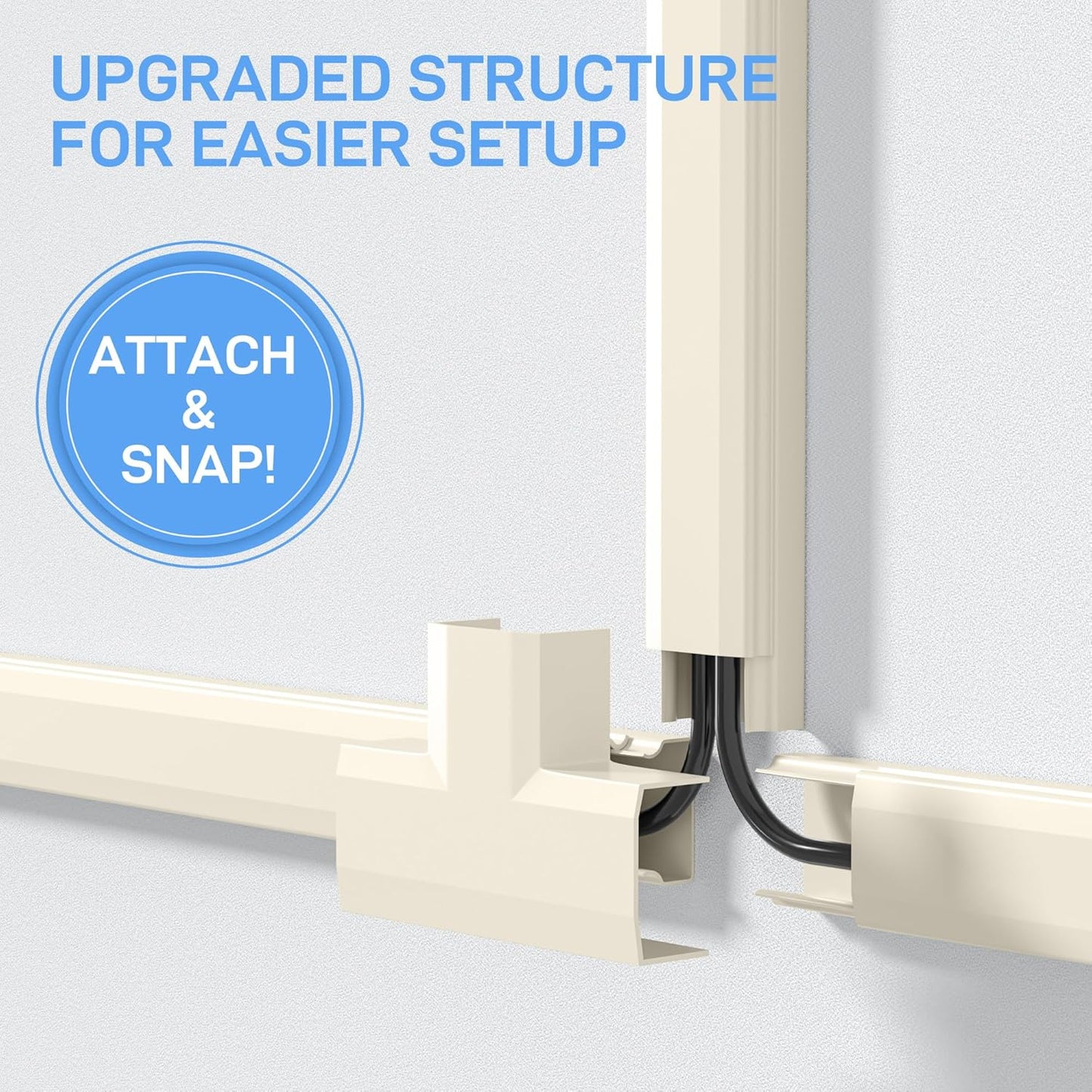 Delamu Beige Cord Hider, 94.5in Cord Covers for Wires on Wall, Large Cable Hider Wire Covers for Cords, Premium Wire Hiders for TV on Wall, Easy Set up Cable Cover Management, 6X W1.18 H0.67in, Beige