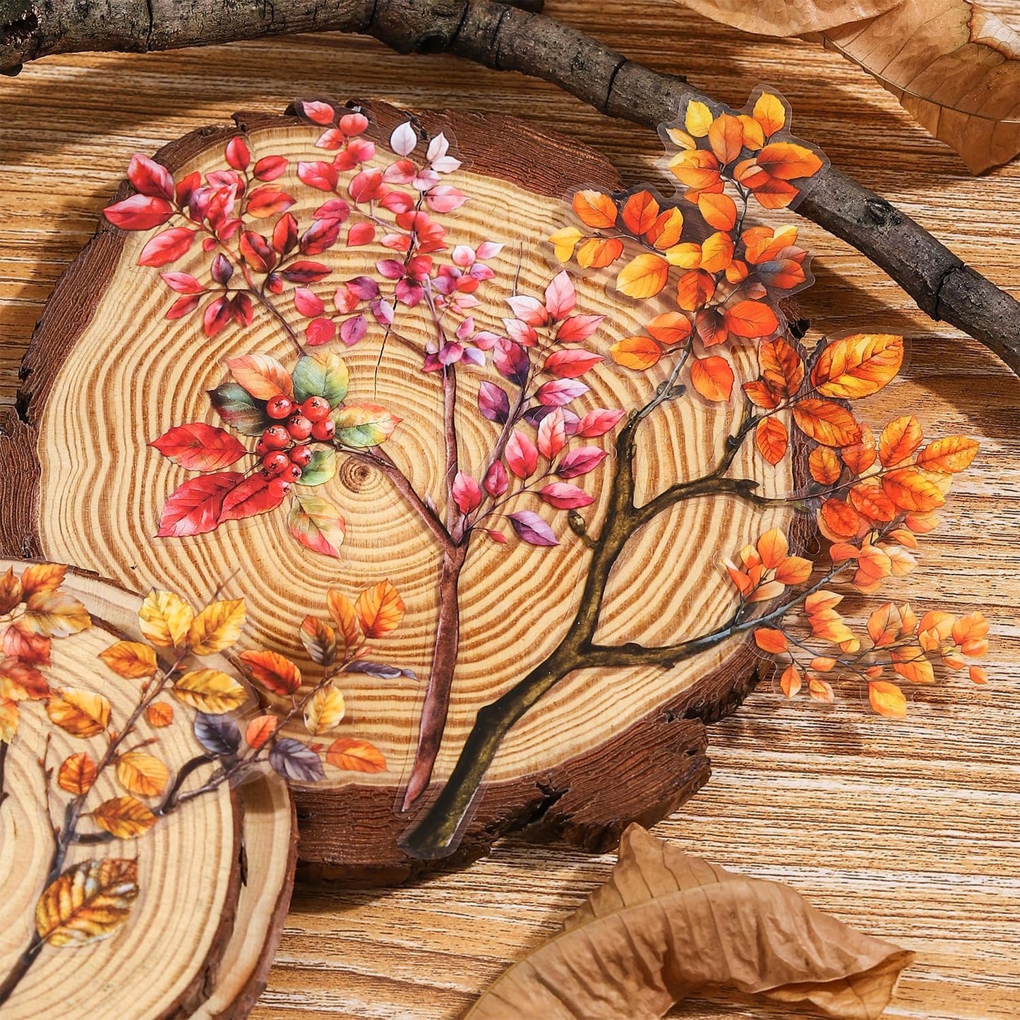 Foliage PET Sticker Set, 150PCS Leaf and Branch Stickers for Scrapbooking, Journaling, DIY Crafts, and Art Supplies