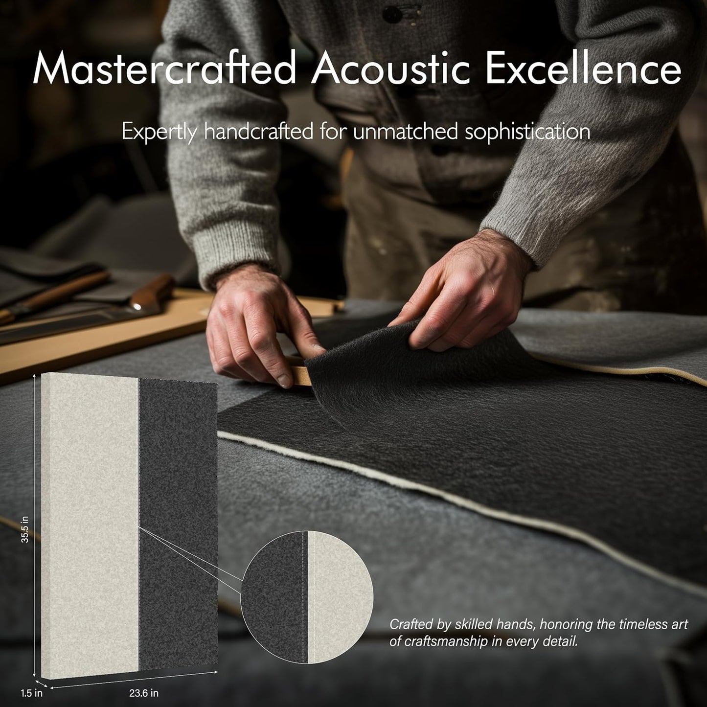 3-Pack Stitched Fabric Acoustic Panels Sound Absorbing, 3-Piece 35.5x23.6 Inches Sound Proof Foam Panels for Walls, Sound Dampening Wall Panels for Home, Office. Dark Gray and Light Gray