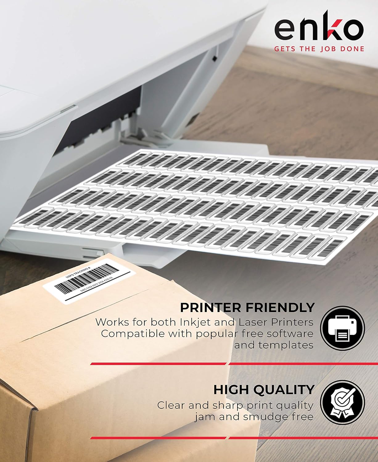 enKo 3-1/2 x 5 inches Label - White Blank - 4 Up Per Sheet Shipping Address Mailing Labels for Laser Inkjet Printer (300 Sheets, 1200 Labels)