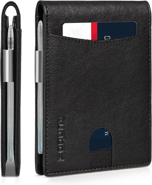 RUNBOX Money Clip Slim Wallets for Men RFID Blocking 11 Card Holder Minimalist Small Leather Bifold Men's Front Pocket Wallet Gift Box