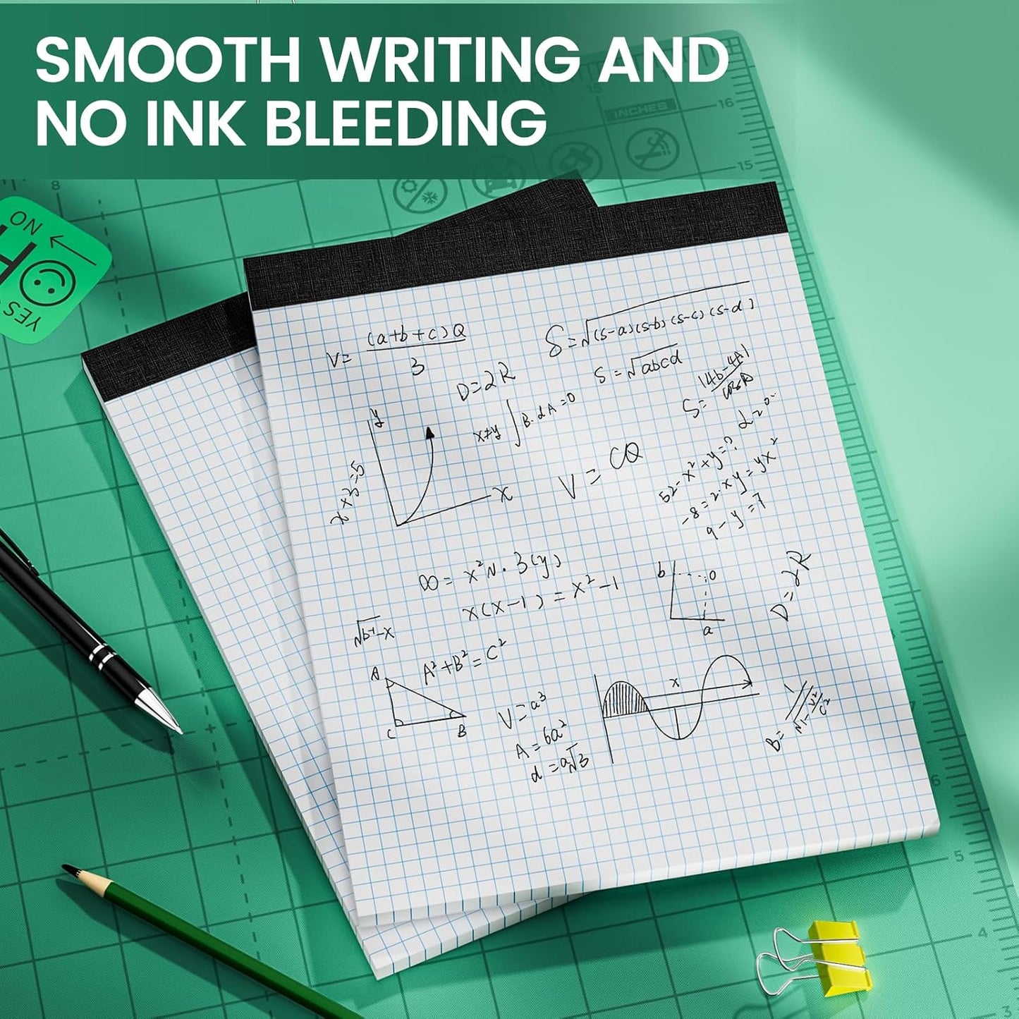Graph Paper 8.5 X 11, 2 Pack, 4x4 Quad Ruled, Grid Paper Pad 8-1/2" X 11.75", Grid Pad 8.5 X 11.75, Engineering Notebook, Easy Tears Off, White 70 Gsm Graft Paper