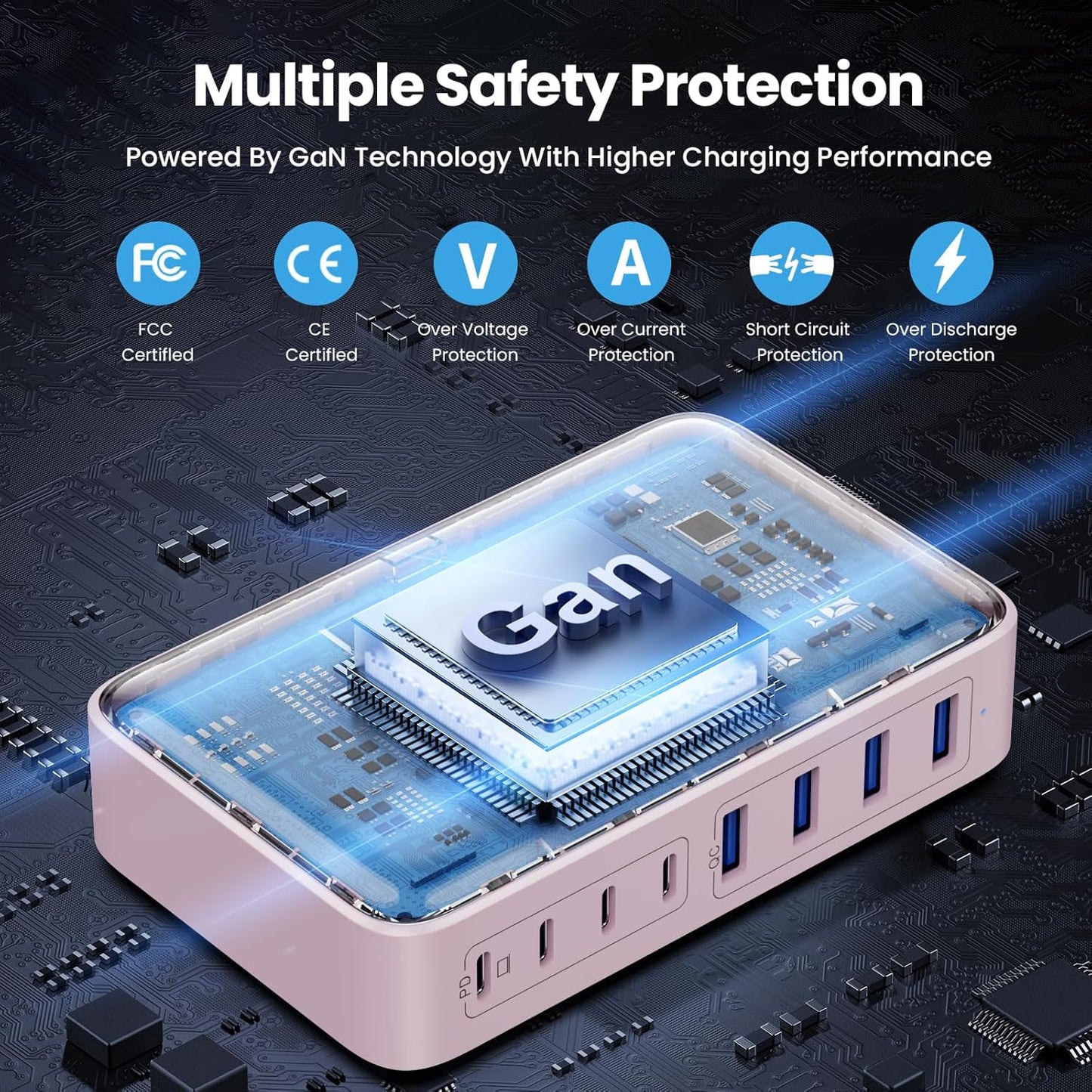 USB C Charger 200W USB C Charger Block,Upgraded GaN III 8-Port Fast Charging Station Hub,PD 65W Laptop Charging Adapter Compatible with MacBook Pro/Air,DELL,Steam Deck,iPhone 16/15/14,Galaxy S23/22