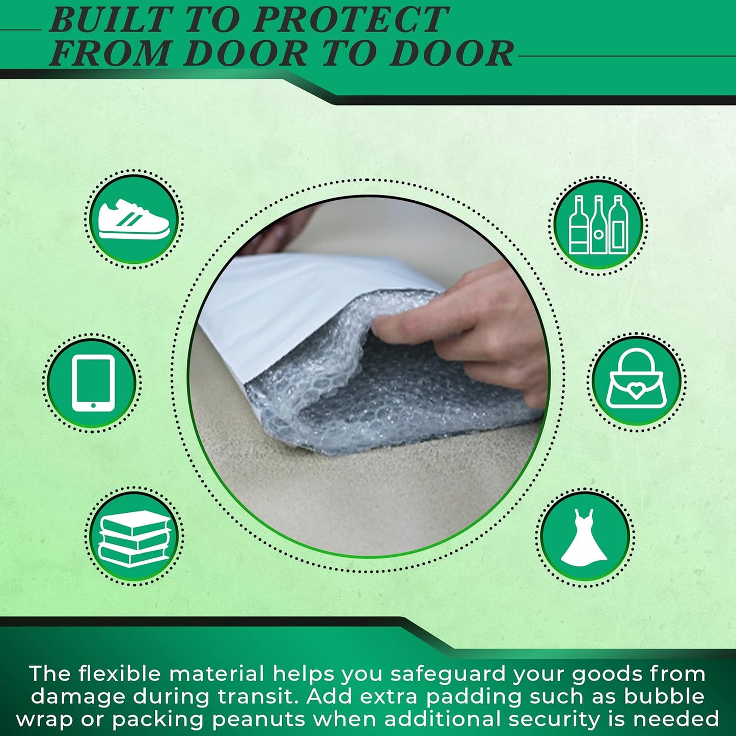 100 Pack Secure Seal White Poly Mailers - 24x24 Safe Shipping Bags - E-Commerce Self Sealing 2 Mil Poly Envelopes for Shipping